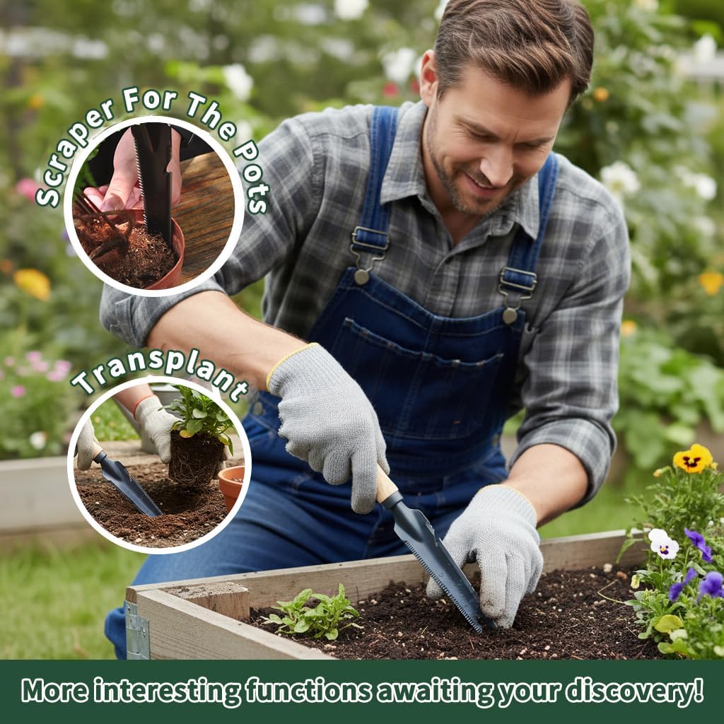 Gardenwind 14Pcs Gardening Tools for Men Gardening Hand Tools with Weeder, Scale, Sawtooth, Cut Rope, Waist Bag,Heavy
