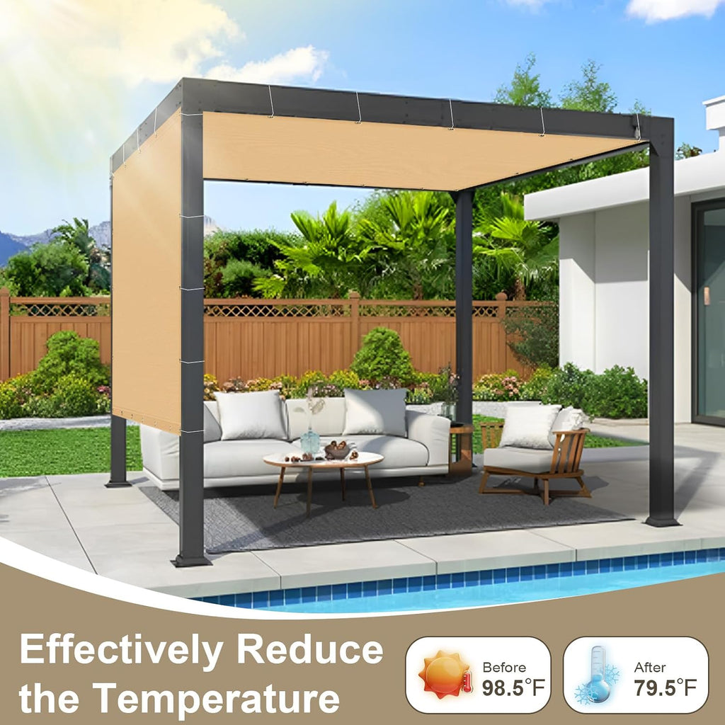 LOVE STORY 8x12 FT Sun Shade Cloth with Grommets for Patio, Sand | HDPE Fabric, 95% UV Block, Shade Cover for Outdoor