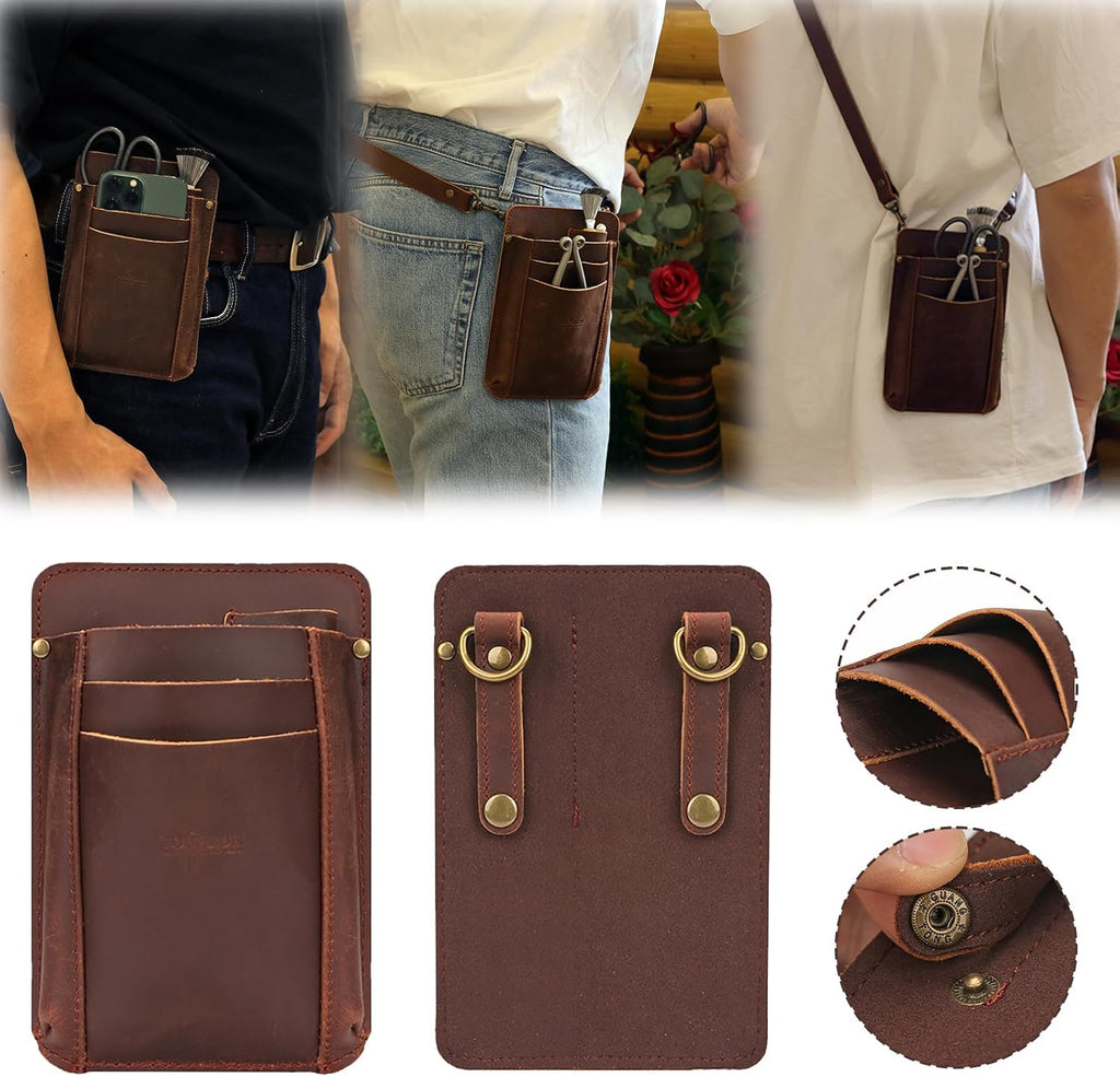 Tourbon Leather Florist Tool Waist Pouch Belt Garden Shoulder Crossbody Tools Bag Gardening Pruning Shears Holder