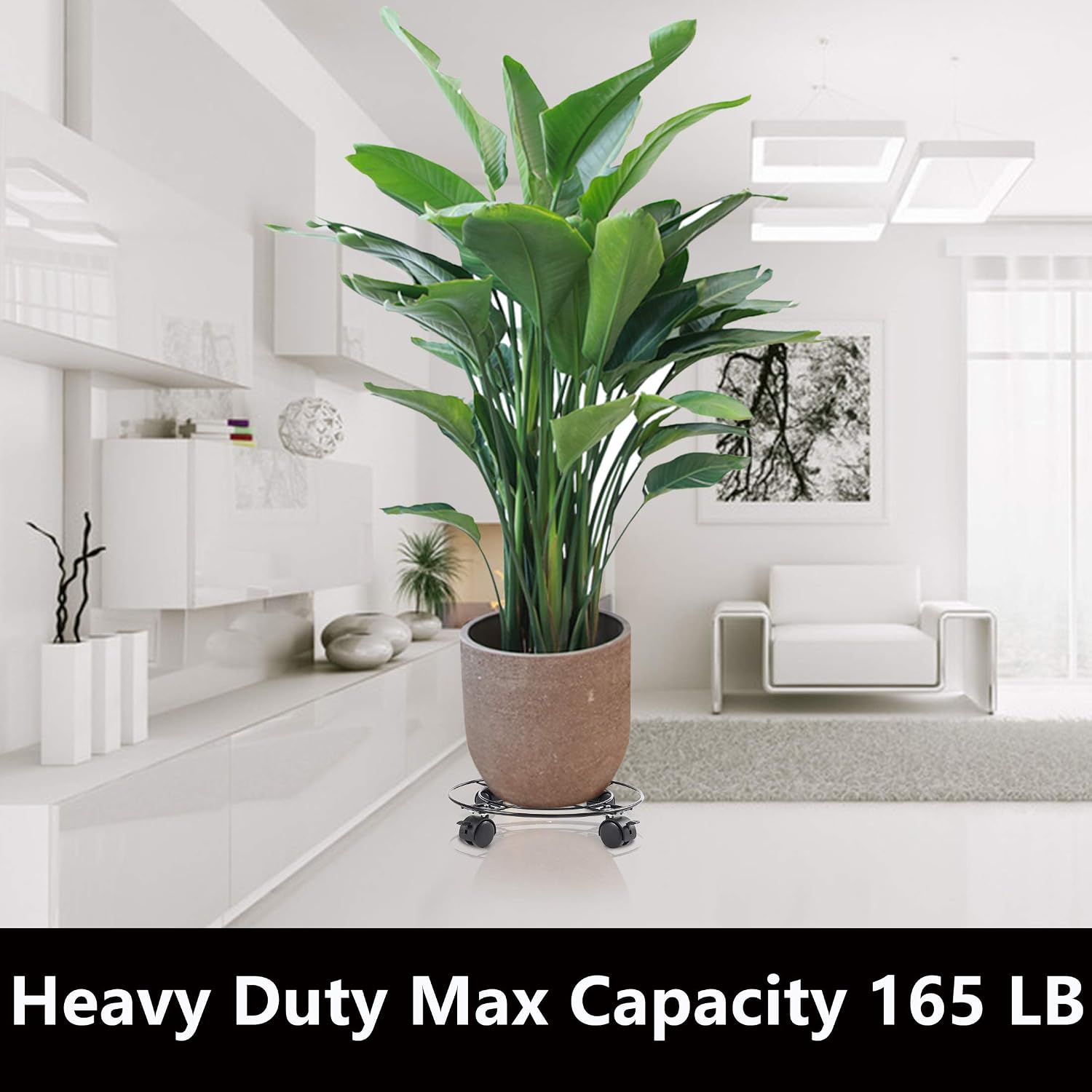 2Pack Plant Caddy with Wheels Heavy Duty Metal Iron, 13'' Black Capable of Bearing 164 LBS, Plant Stand with 360°