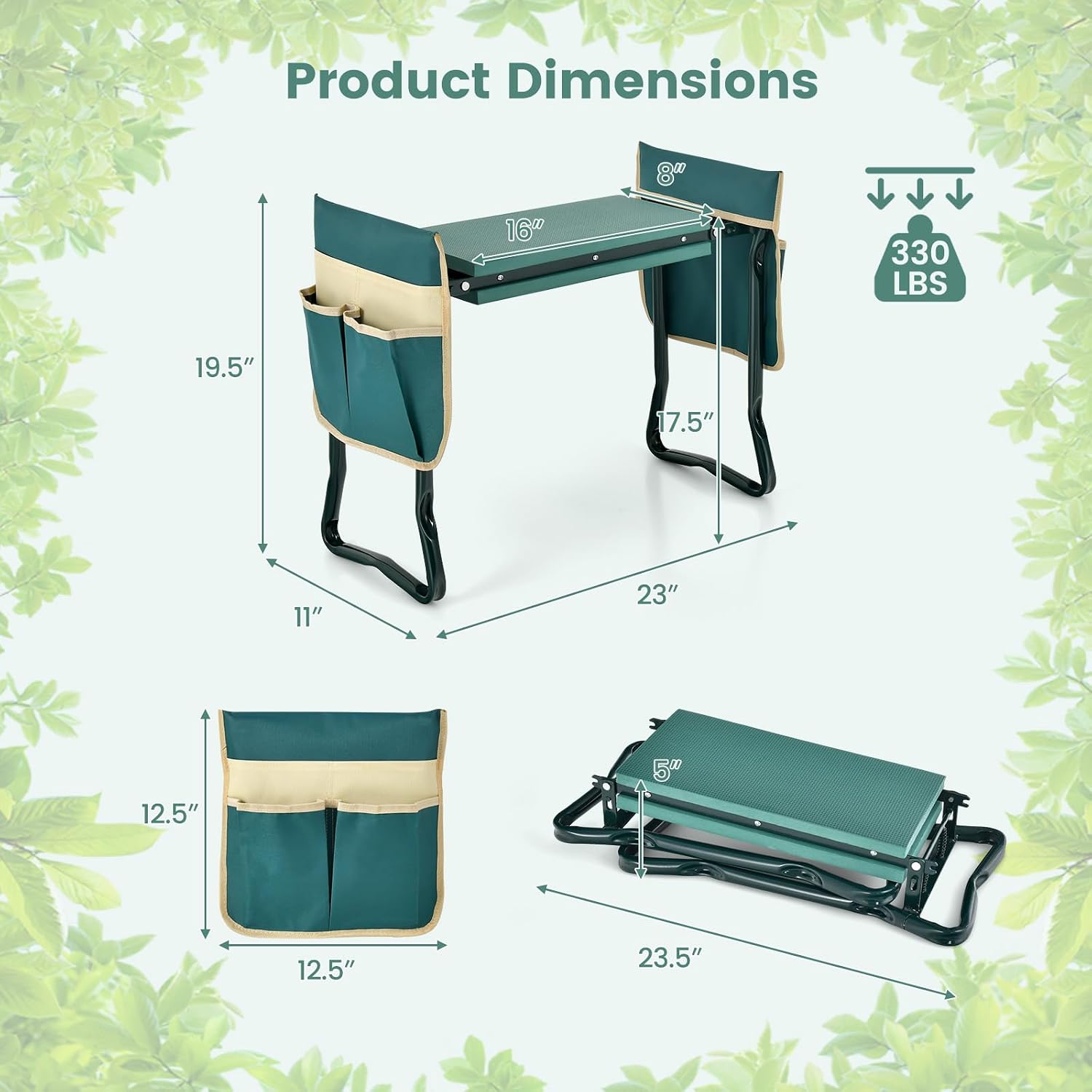 Goplus Garden Kneeler and Seat, Foldable Garden Bench for Kneeling & Sitting, Widened 8" EVA Soft Foam Pad, Heavy-Duty