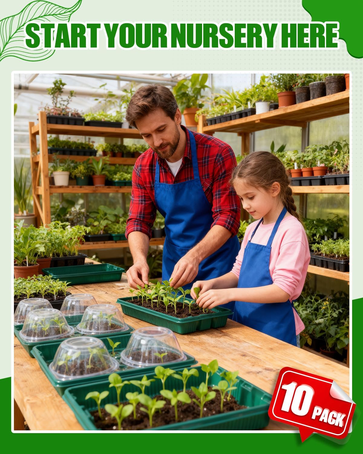 10 Pack 14.8"x9.6" Seed Starter Trays No Drain Holes for Microgreens | No Drain Holes, Thicken Reusable, Ideal for Seed