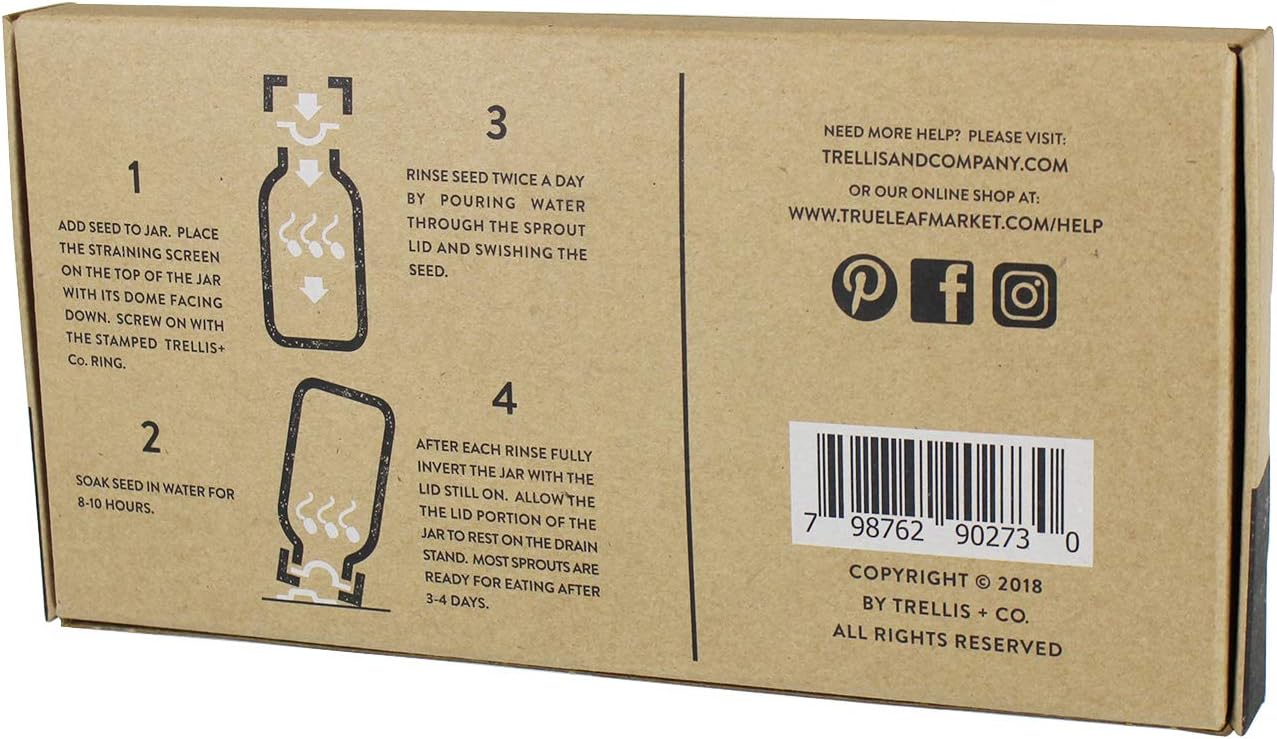 Sprouting Kit - 2 Pack - 316 Stainless Steel Wide Mouth | Curved Mesh, Fits Most Wide Mouth Mason Jars Grow Your Own