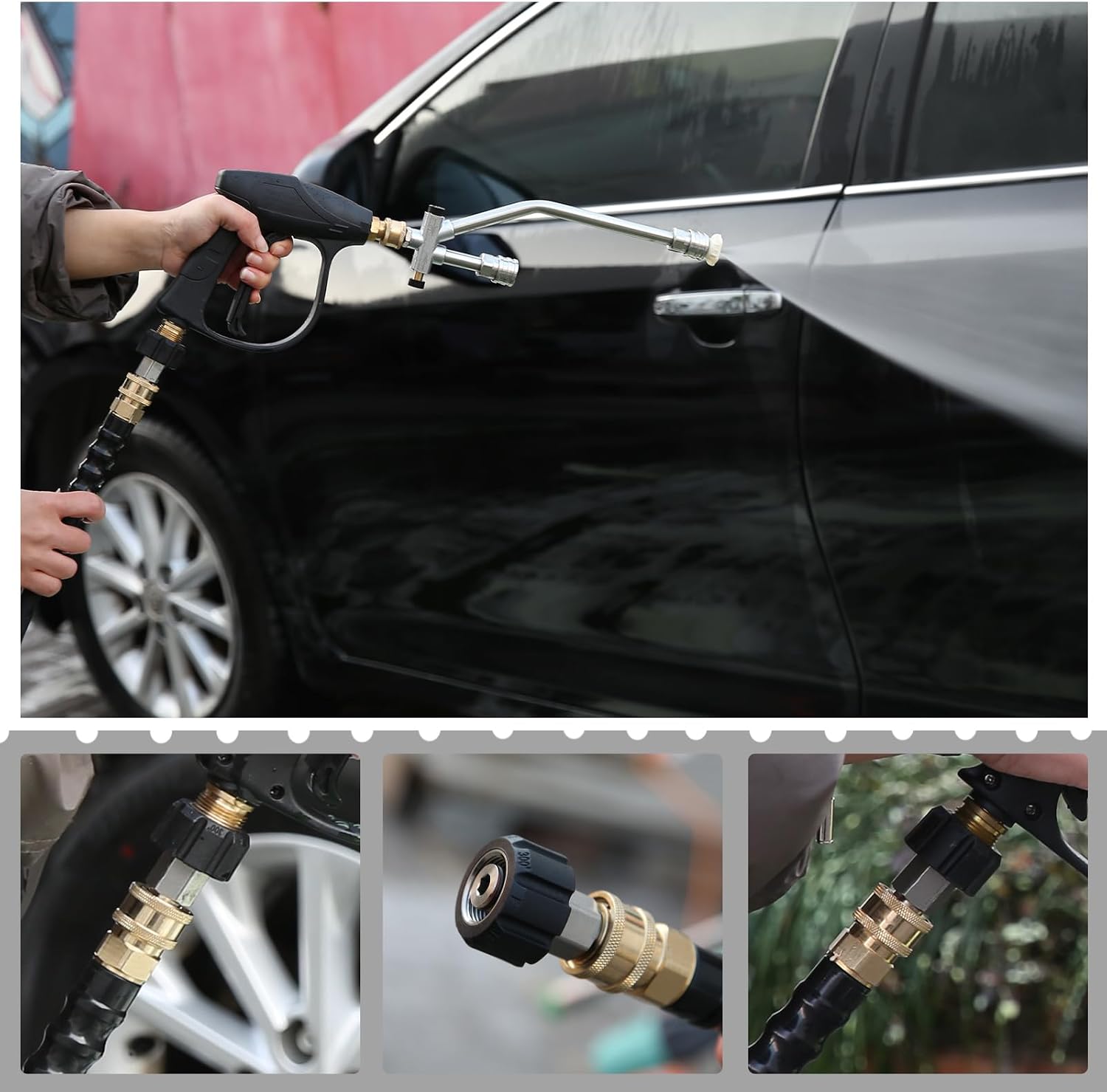 Pressure Washer Adapter Set, Stainless Steel Quick Disconnect Kit, M22-14 &15mm Swivel to 3/8 Inch Quick Connect, 3/4