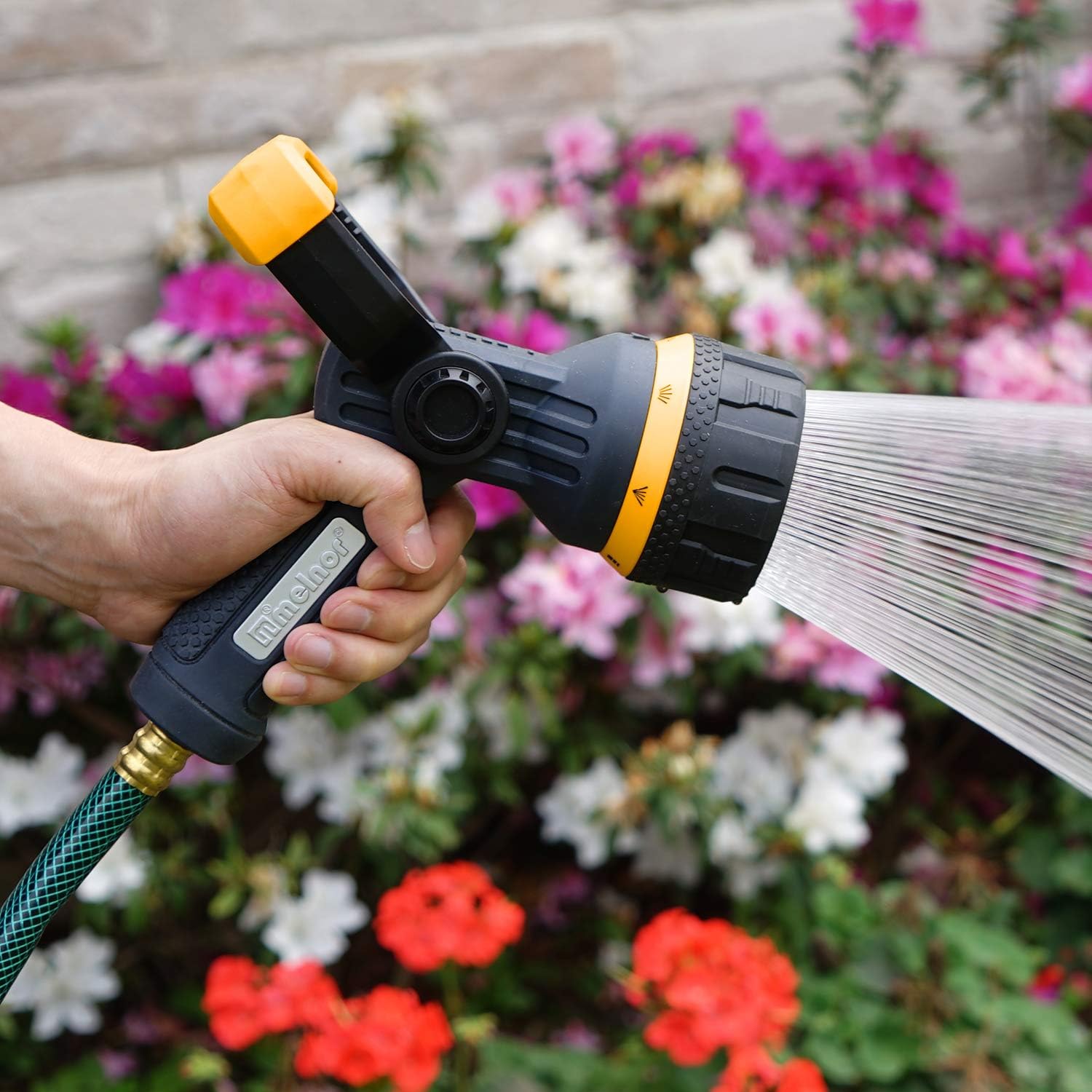 Melnor 65157AMZ Torrent 7-Pattern Hose Nozzle, High-Flow Spray with Metal Core and Flow Control Lever, Heavy-Duty Water