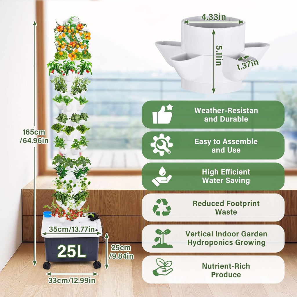 14 Layer Hydroponic Tower 70 Slot Vertical Garden Grow Kit | 14-Layer hydroponic tower 70-slot vertical garden kit with