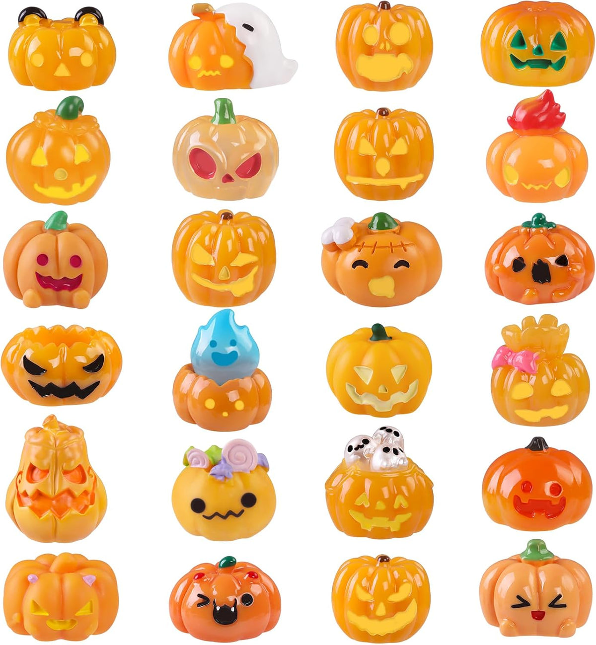 DIYDEC 24pcs Halloween Mini Pumpkins Toys Miniature Resin Figures Decor