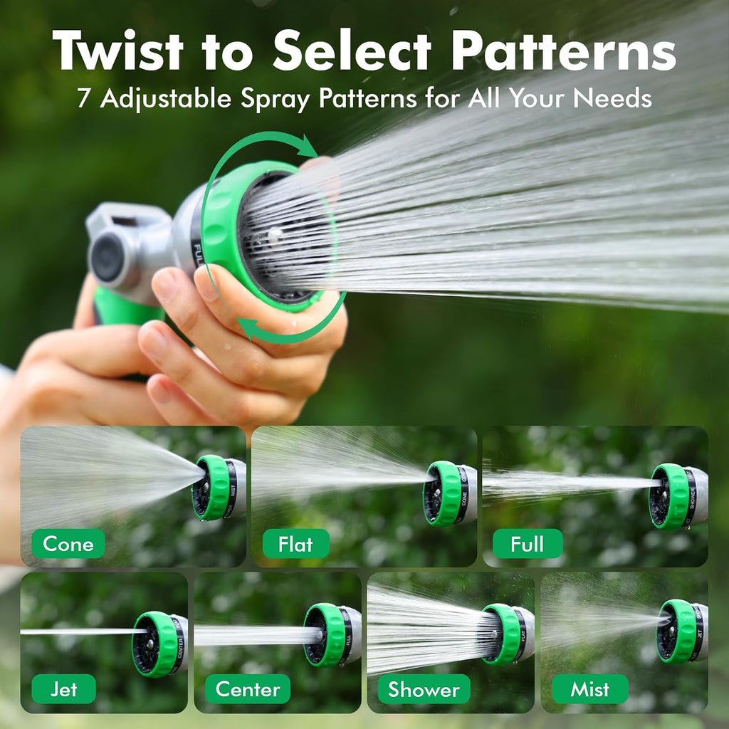 RESTMO Water Hose Nozzle, Metal Garden Sprayer, Medium Duty, Leak-proof | Compact Design, 7 Adjustable Spray Patterns