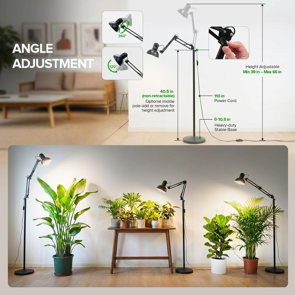 SANSI Grow Lights for Indoor Plants, 32W Plant Lights for Indoor Growing | Full Spectrum Dimmable 39-65 Inches High