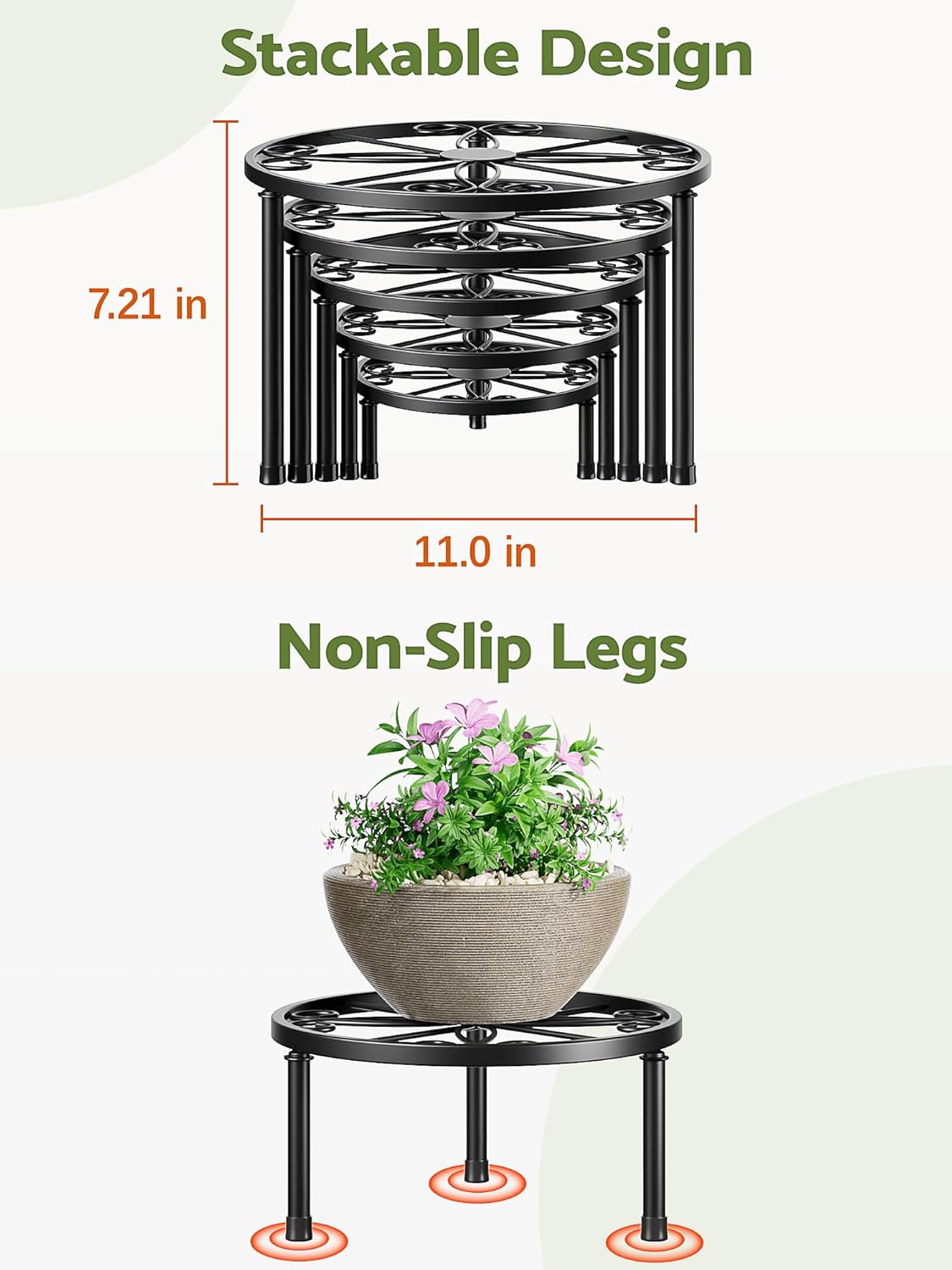 5 Pack Planters Stands with Gold Outdoors Plant Holders Indoor (GoldS)