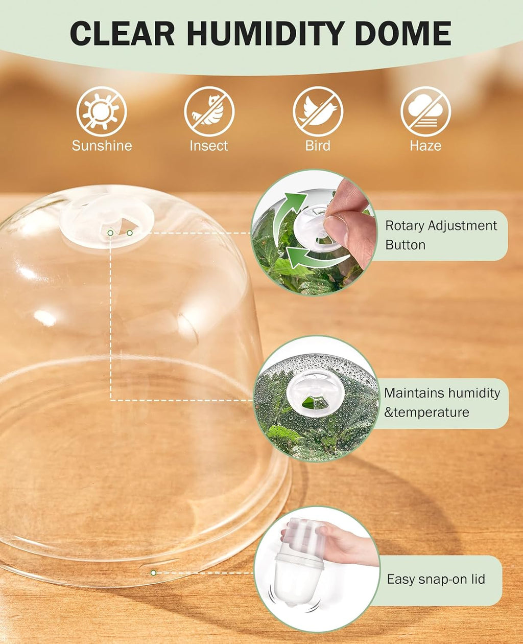 3/4/5 Inch Clear Nursery Pots with Domes for Propagation (15 Pcs) | Unique drainage holes and raised bases improve