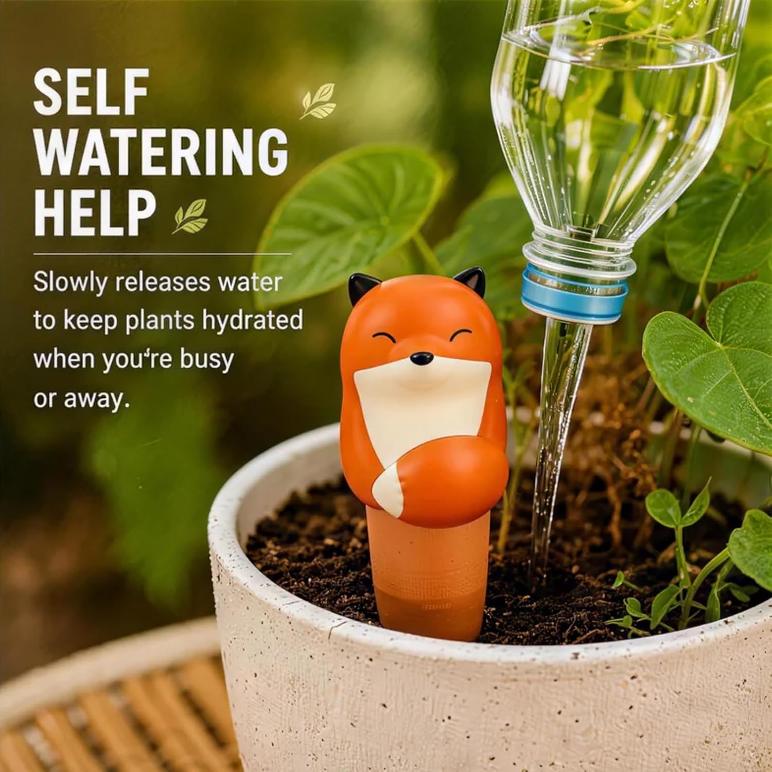 Terracotta Watering Spikes, Self Watering Globes Cute Animal Design Plant Waterers, Automatic Irrigation Stakes for