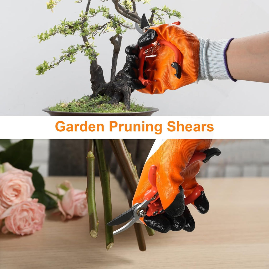 6Pcs Pruning Shears Set with Bypass Pruning Shears, Garden Scissors, Pruning Snips,Saw,Gloves,Storage Bag,Handheld