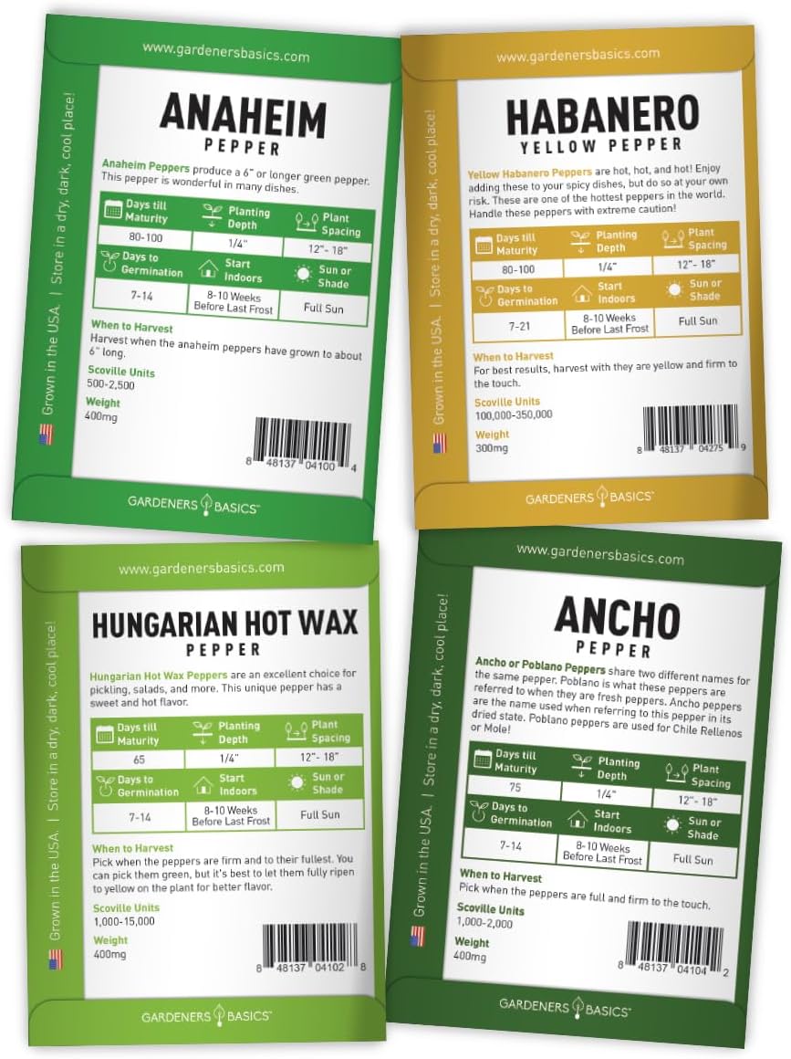 Hydroponic Indoor Pepper Growing Kit – Indoor Pepper Variety Pack Featuring Green Bell, Anaheim, Jalapeno, Cayenne