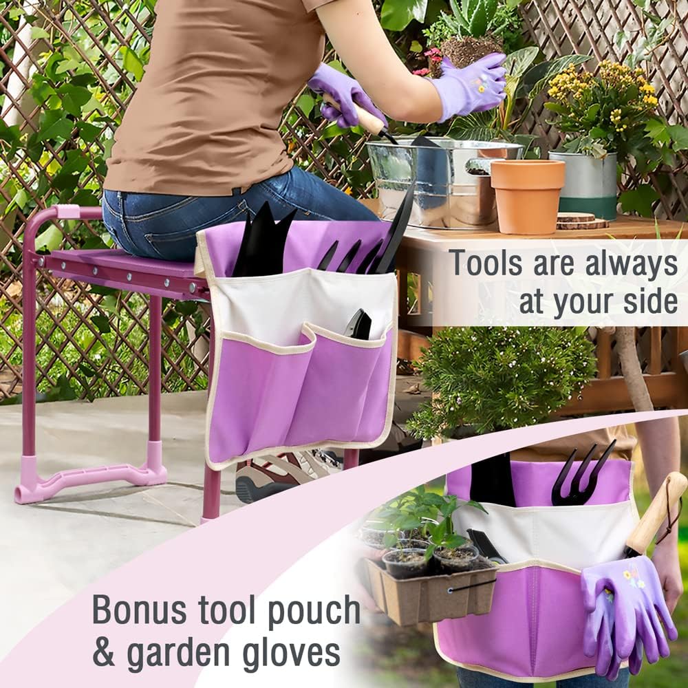 Garden Kneeler Upgraded, Gardening Kneelers Stool with Rugged & Sturdy Steel Frame, Garden Seat and Kneeler Bench with