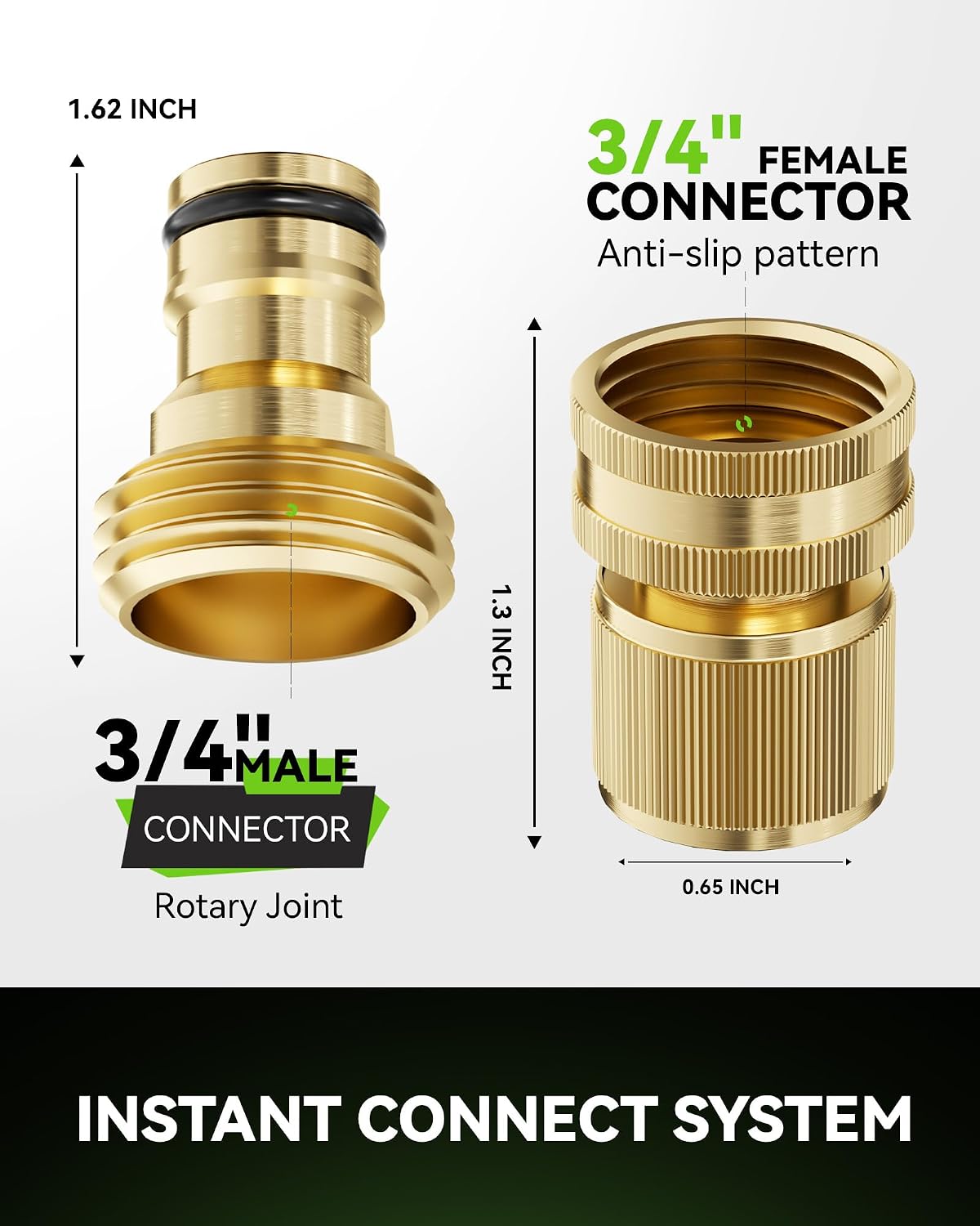 RainPoint Quick Connect Hose Fittings 3/4" GHT - Solid Brass Garden Hose Connectors, No-Leak Design & Universal Fit for