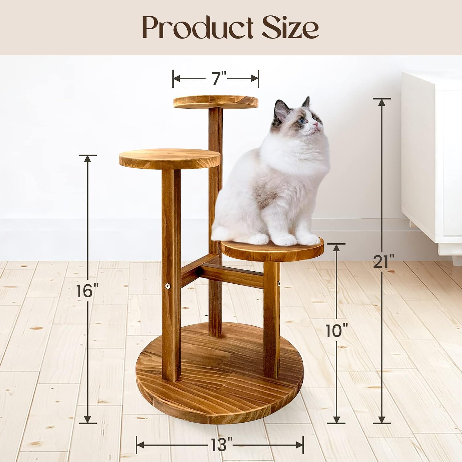 3 Tier Plant Stand Indoor | Tiered Wood Plant Stand for Indoor Plants, 21" Height Space Saving Small Corner Plant