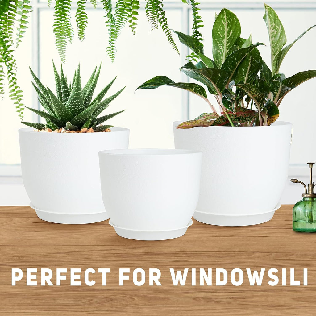 YNNICO Plant Pots 10/9/8/7.5/7 inch Flower Pots with Multi Mesh Drainage Holes, Planters for Indoor Outdoor Garden