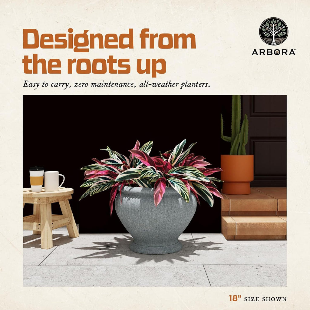 ARBORA 18" Cannes Urn Planter - Lightweight Polyresin Decorative Plant Pot | Lightweight with Stone-Like Look, UV +