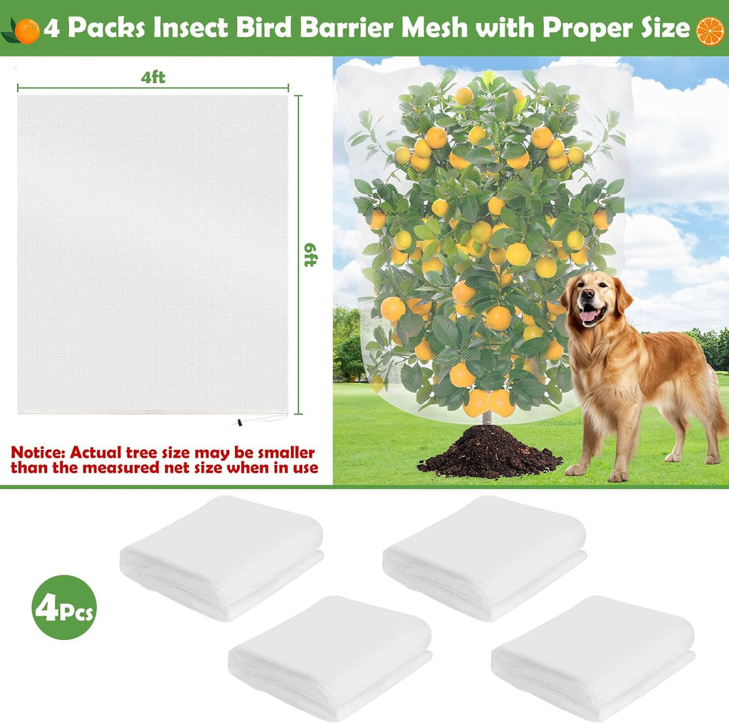 4Ft x 6Ft Blueberry Bush Netting Cover,Bird Netting for Blueberry Bushes | 4 Pack Garden Netting Insect Pest Barrier