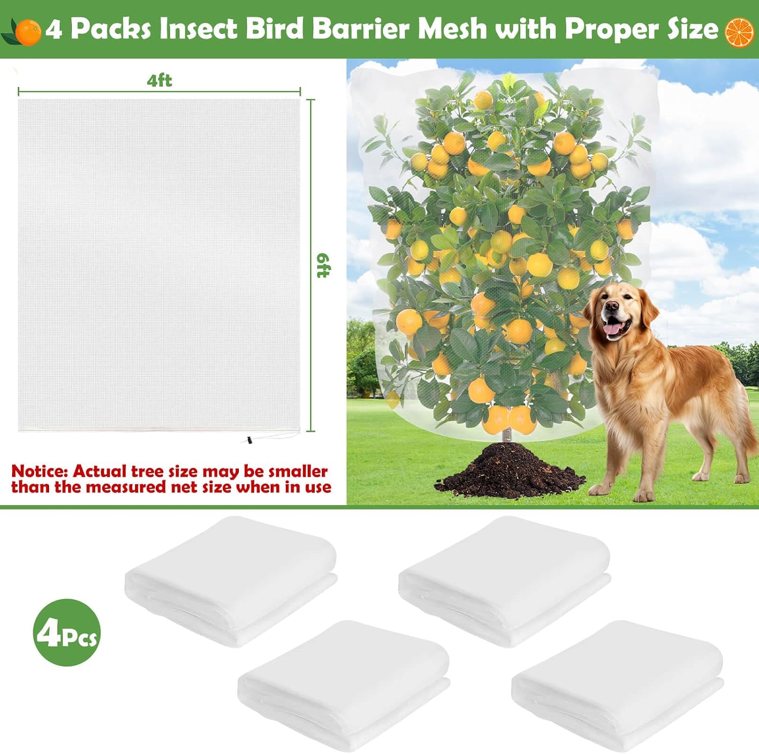 4Ft x 6Ft Blueberry Bush Netting Cover,Bird Netting for Blueberry Bushes | 4 Pack Garden Netting Insect Pest Barrier