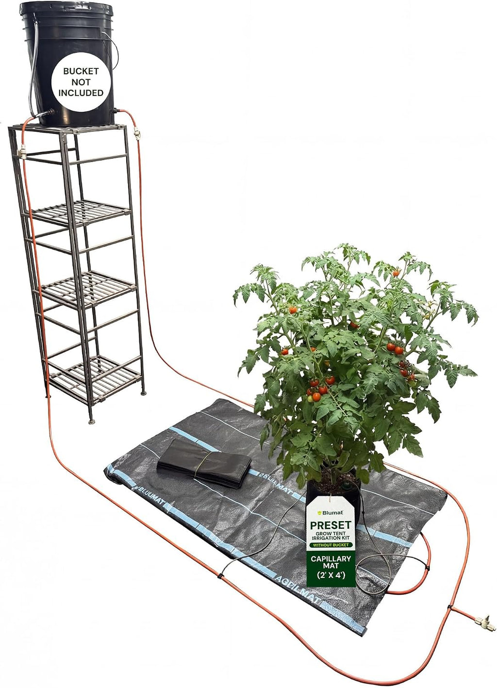 Grow Tent Irrigation Preset Blumat Kit for 2' x 4' Capillary Mat (Bucket not Included)