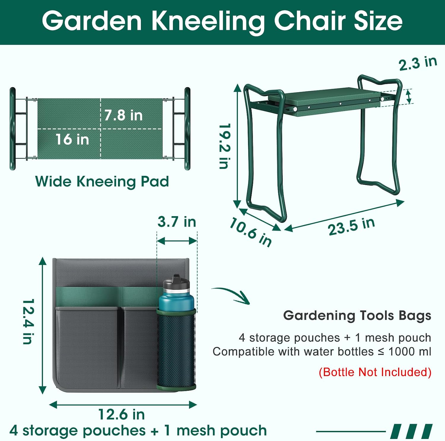 OAOA innovation 2-in-1 Garden Kneeler with Umbrella, Kneeling Bench & Grey Umbrella, Portable Stool 330lb Capacity