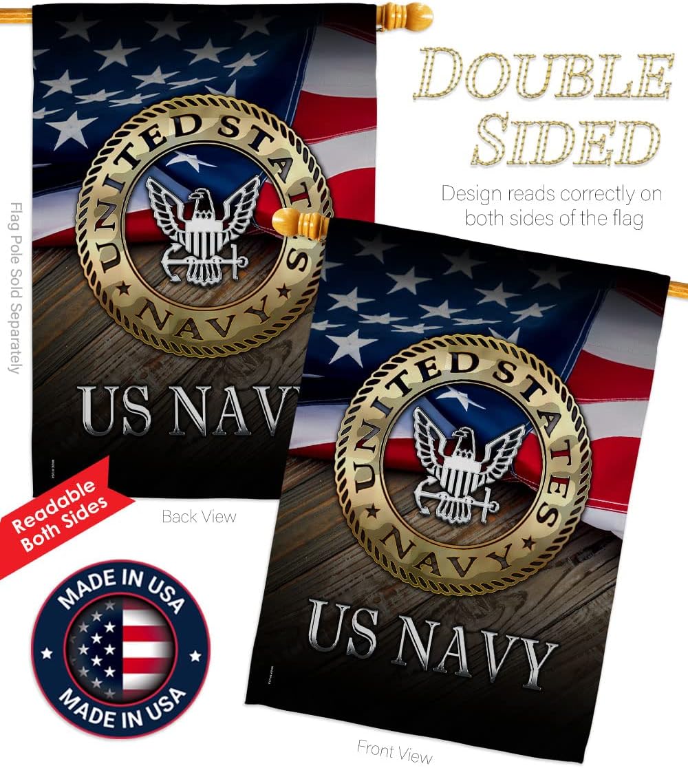 US Navy House Flag - Pack Armed Forces USN Seabee United State American Military Veteran Retire Official USA Embroidery