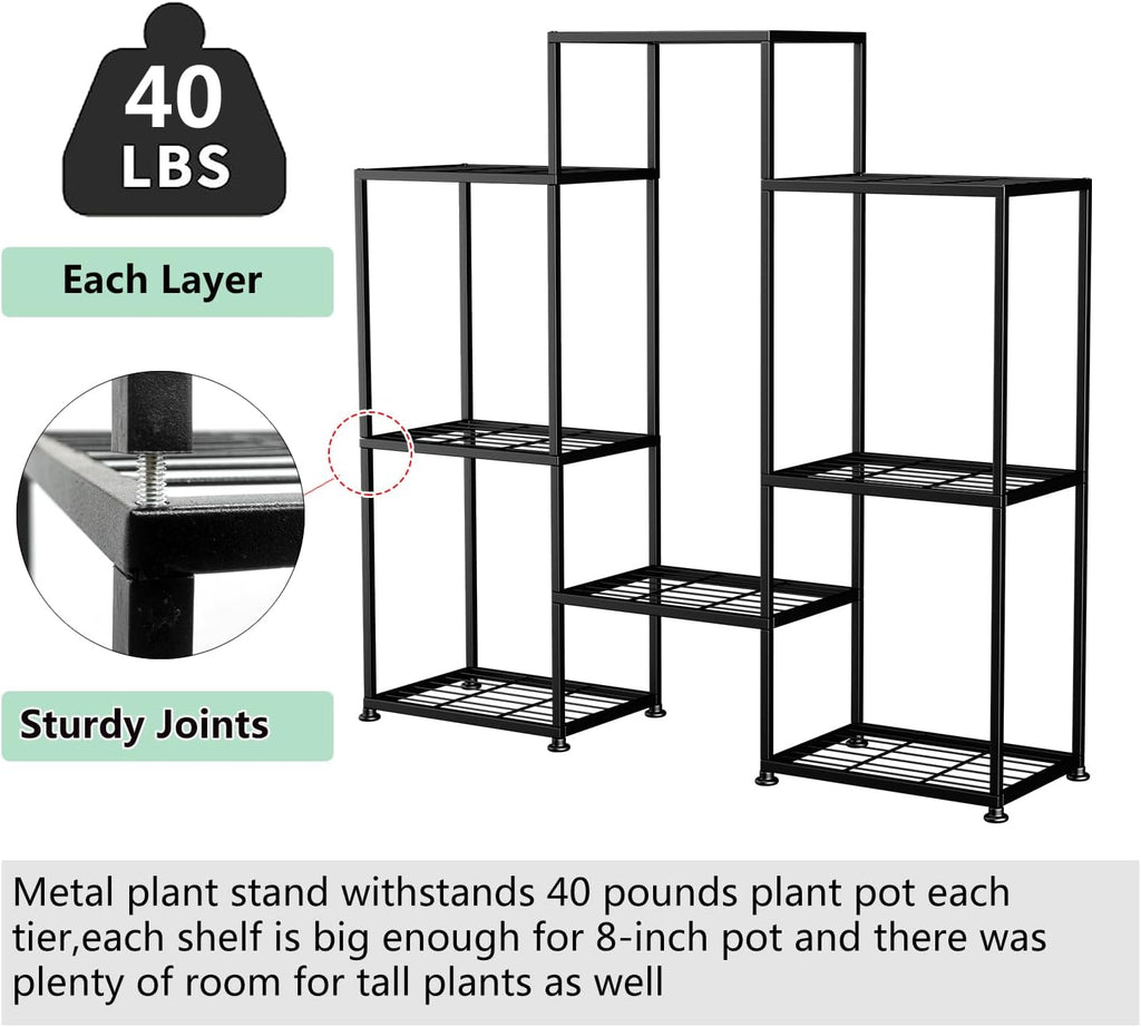 Metal Plant Stand Indoor Metal Plant Stands Outdoor Tiered Plant Shelf for Multiple Plants, 4 Tiers 8 Potted Plant Rack