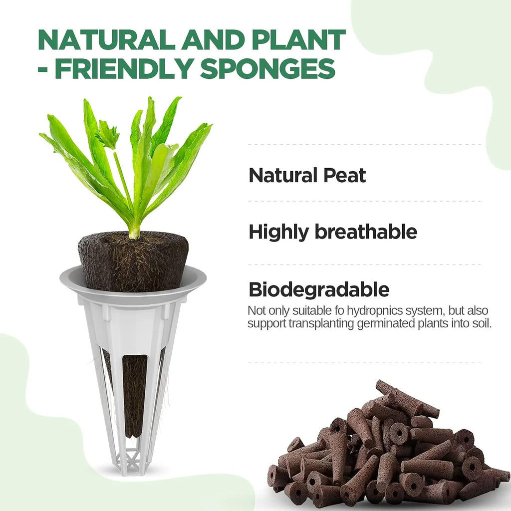 LETPOT 172 Pcs Seed Pod Kits Hydroponics Growing Sponges Grow Anything Kit | 60 Sponges, 2 Nutrients, 25 Baskets, 60