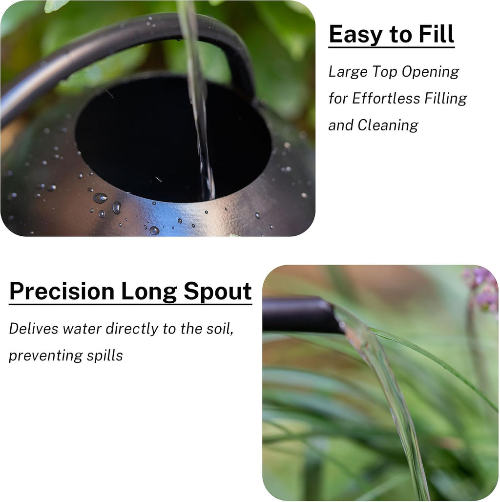 MOYEE Metal Small Watering Can for Indoor Outdoor Plants, Pretty Water Cans | Hand-painted Flowers, Durable Rust-proof