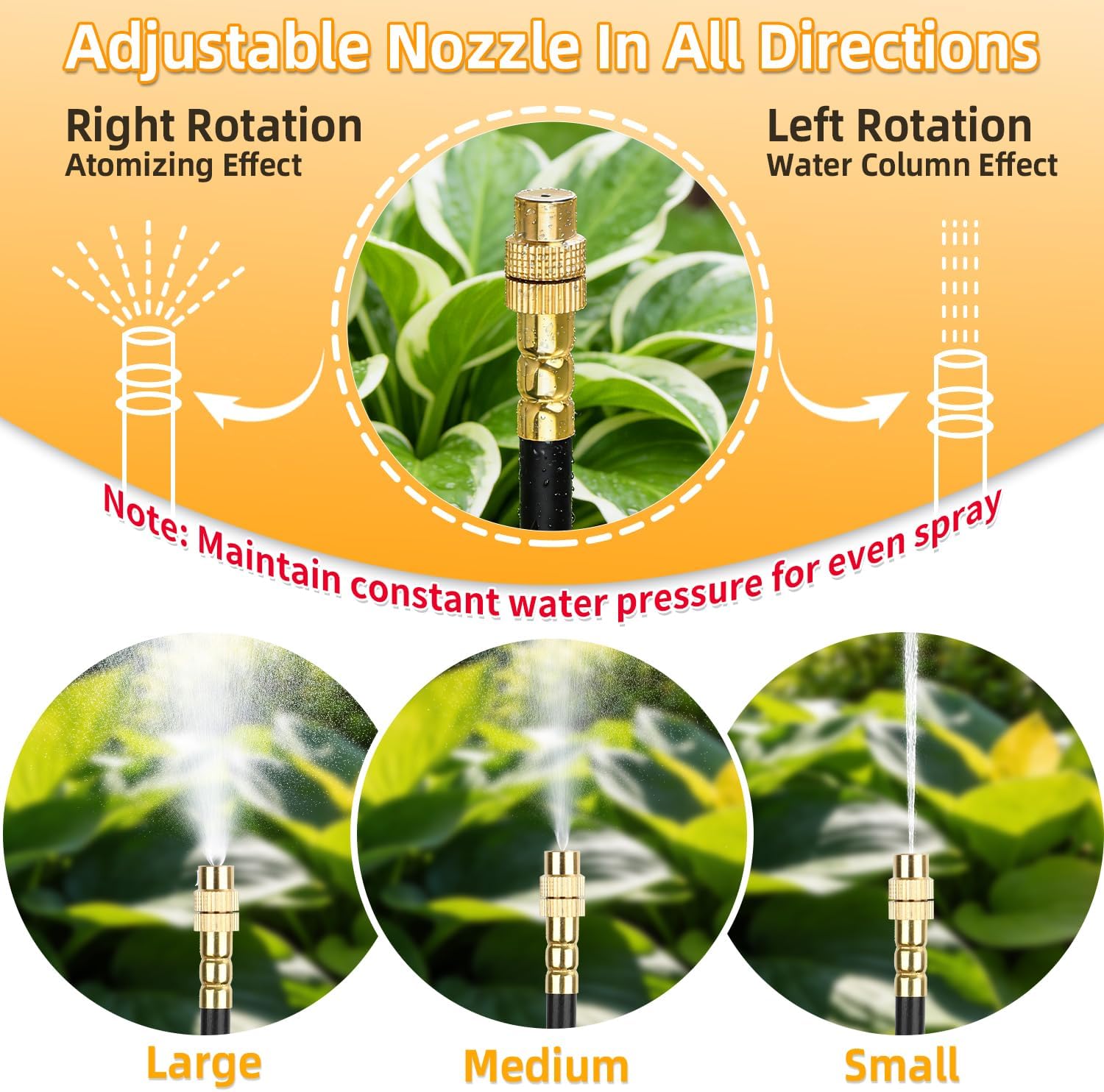 200FT Drip Irrigation System, 2026 Upgrade Garden Watering Kit with 32pcs 360° Adjustable Copper Nozzles, High-Flow DIY