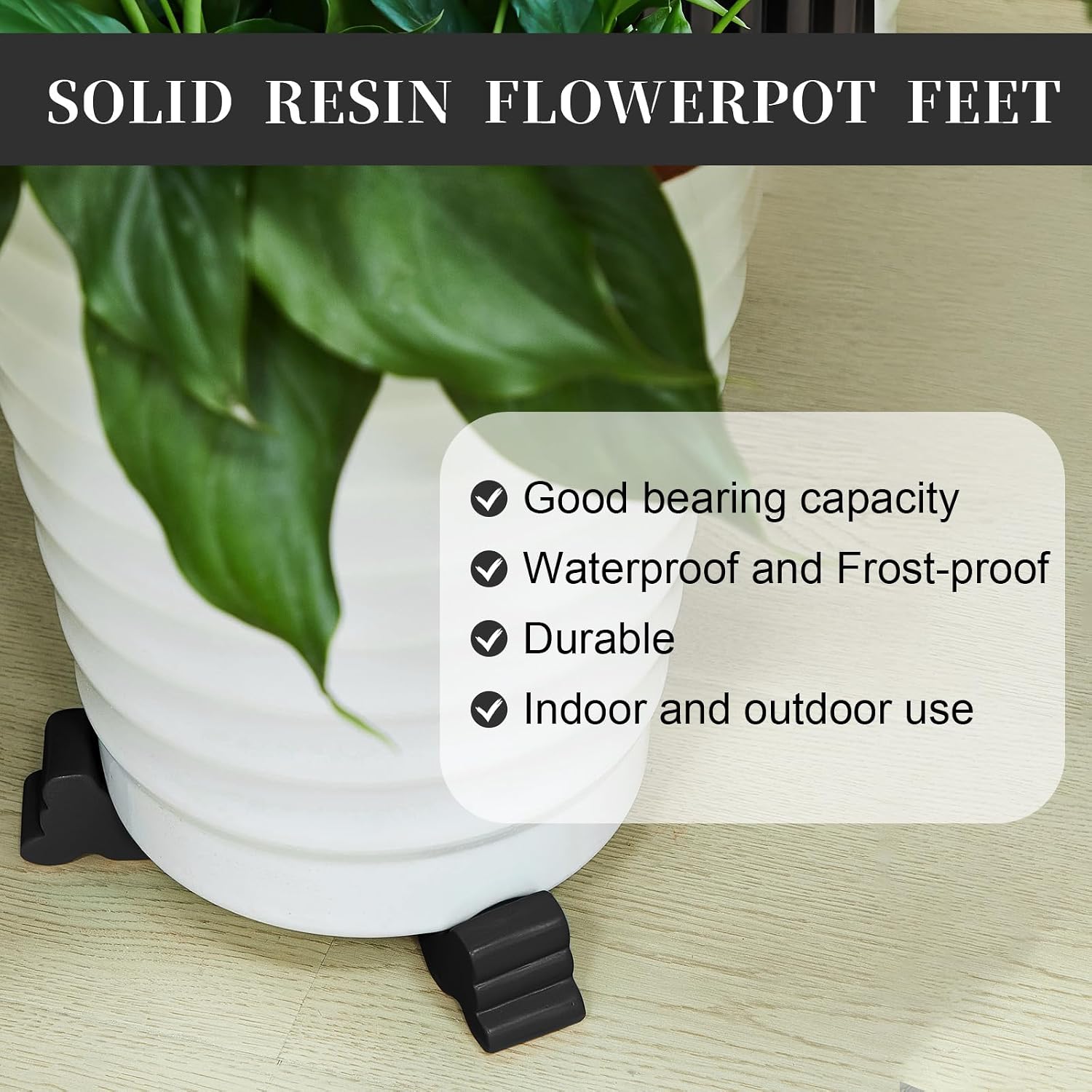 Kigeli 6 Pcs Resin Garden Pot Feet for Outdoor Planters 3 Inch Long 1.5 Inch Tall Flower Handmade Elevator Plant Feet