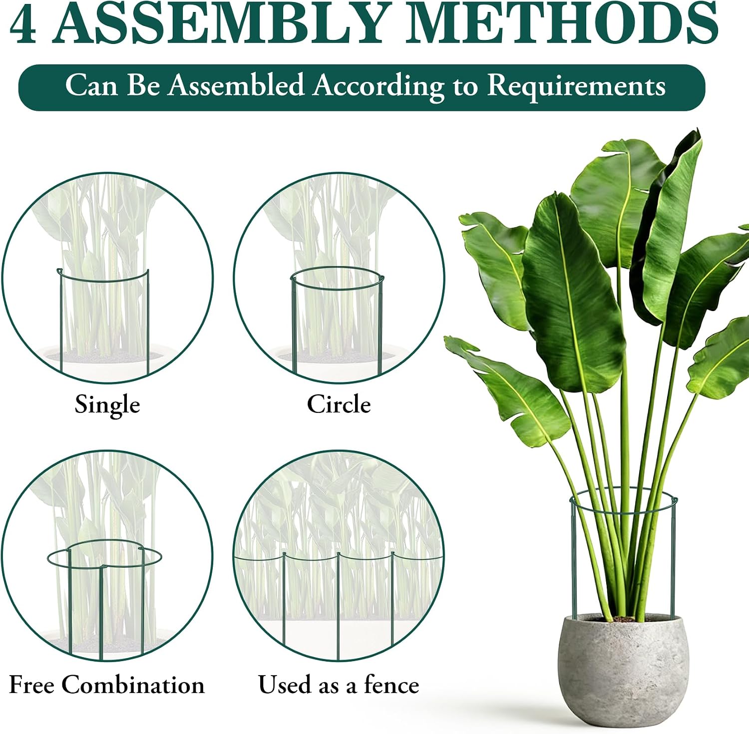 Unves 10 Pack Peony Cages and Supports, 13" W x 32" H Plant Support Stakes | Metal Peony Cage, Heavy-Duty Half Round