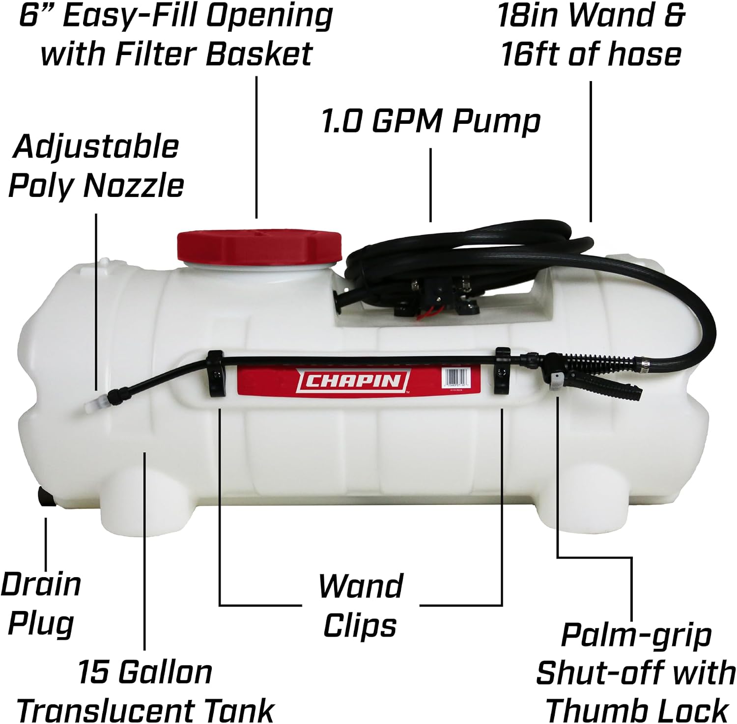 CHAPIN 8-Gallon ATV Spot Sprayer, 12V Pump for Easy Spraying | Chemical-resistant tank; ideal for ATV and UTV spraying