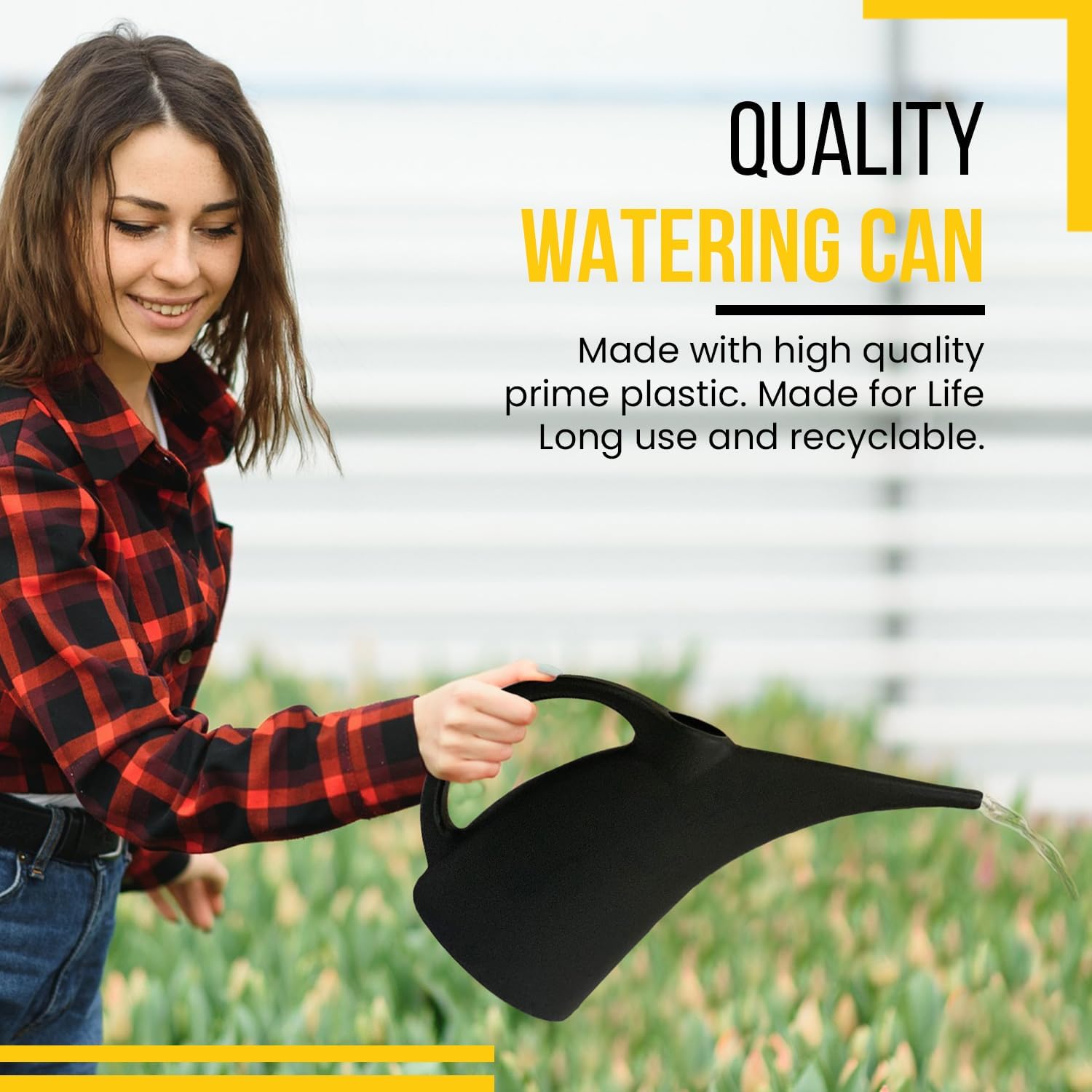 Watering Can 1/2 Gallon - Small Watering Can for Indoor Plants - Outdoor Watering Can - Black Plant Waterer - Plastic