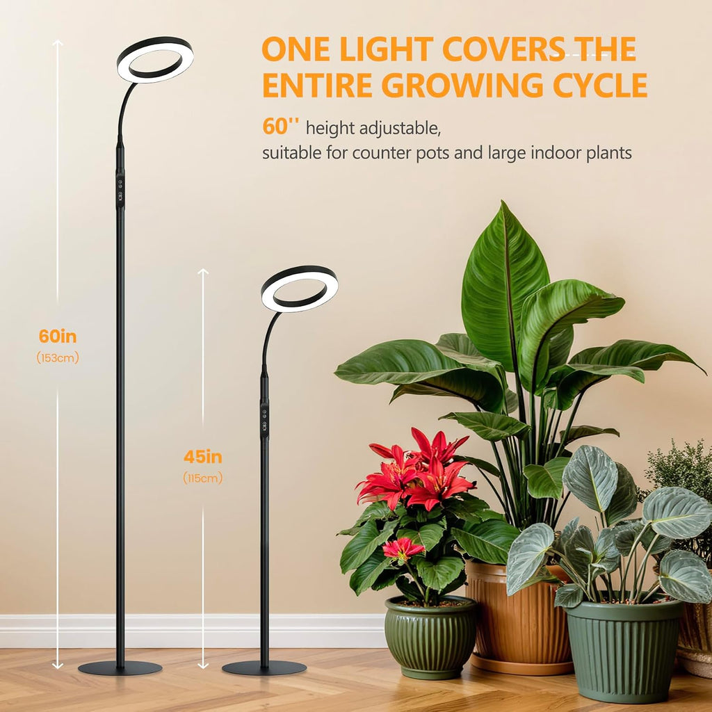 Grow Light Indoor Plants, 20W Full Spectrum Lamp, Height Adjustable Stand | 4/8/12H Auto Timer Setting,10 Dimmable