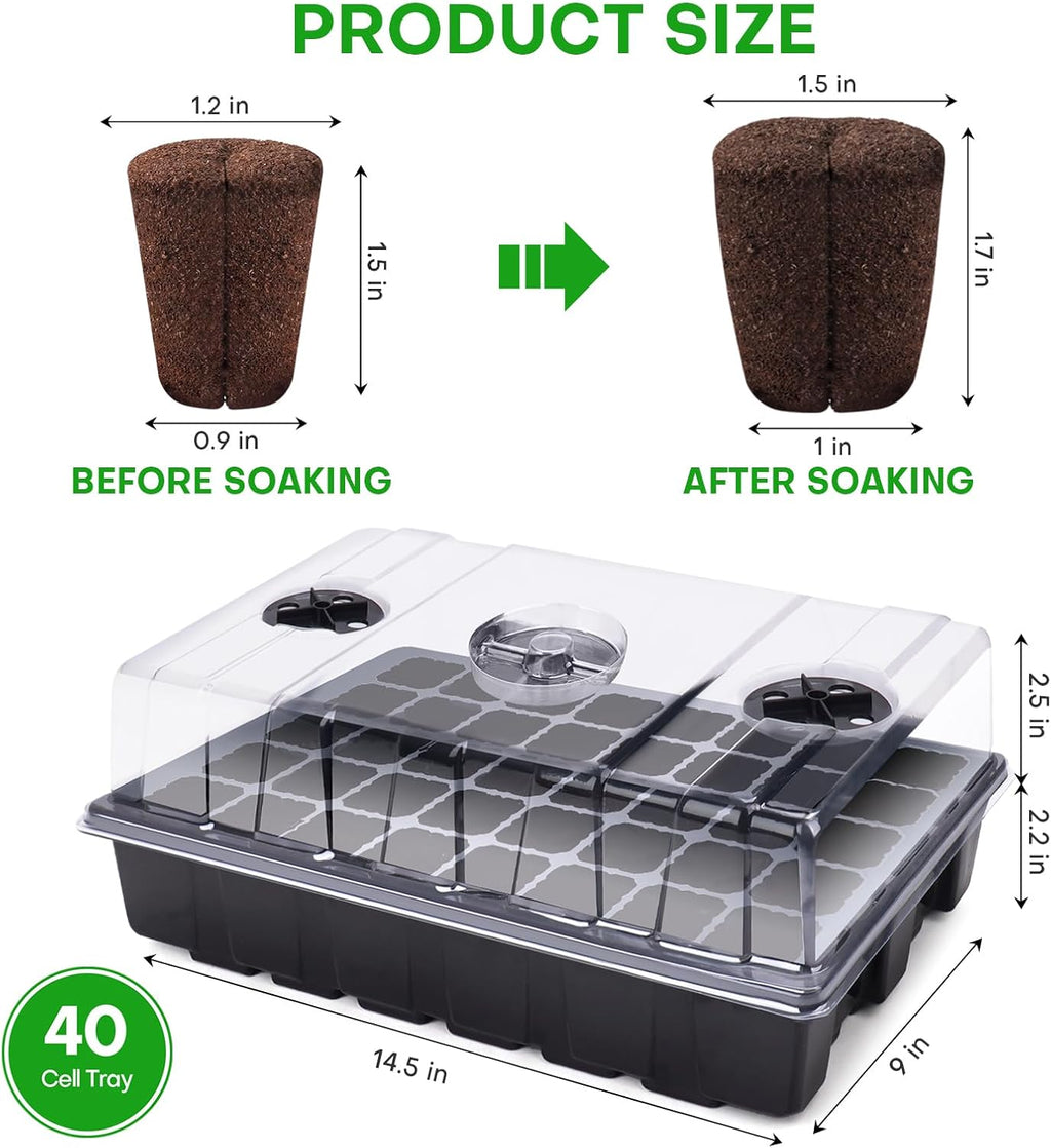 40 Pcs Grow Sponges with Tray, Plant Starter Plugs for Cuttings, Great for Soil, Tray or Planting Pods Plant Rooter
