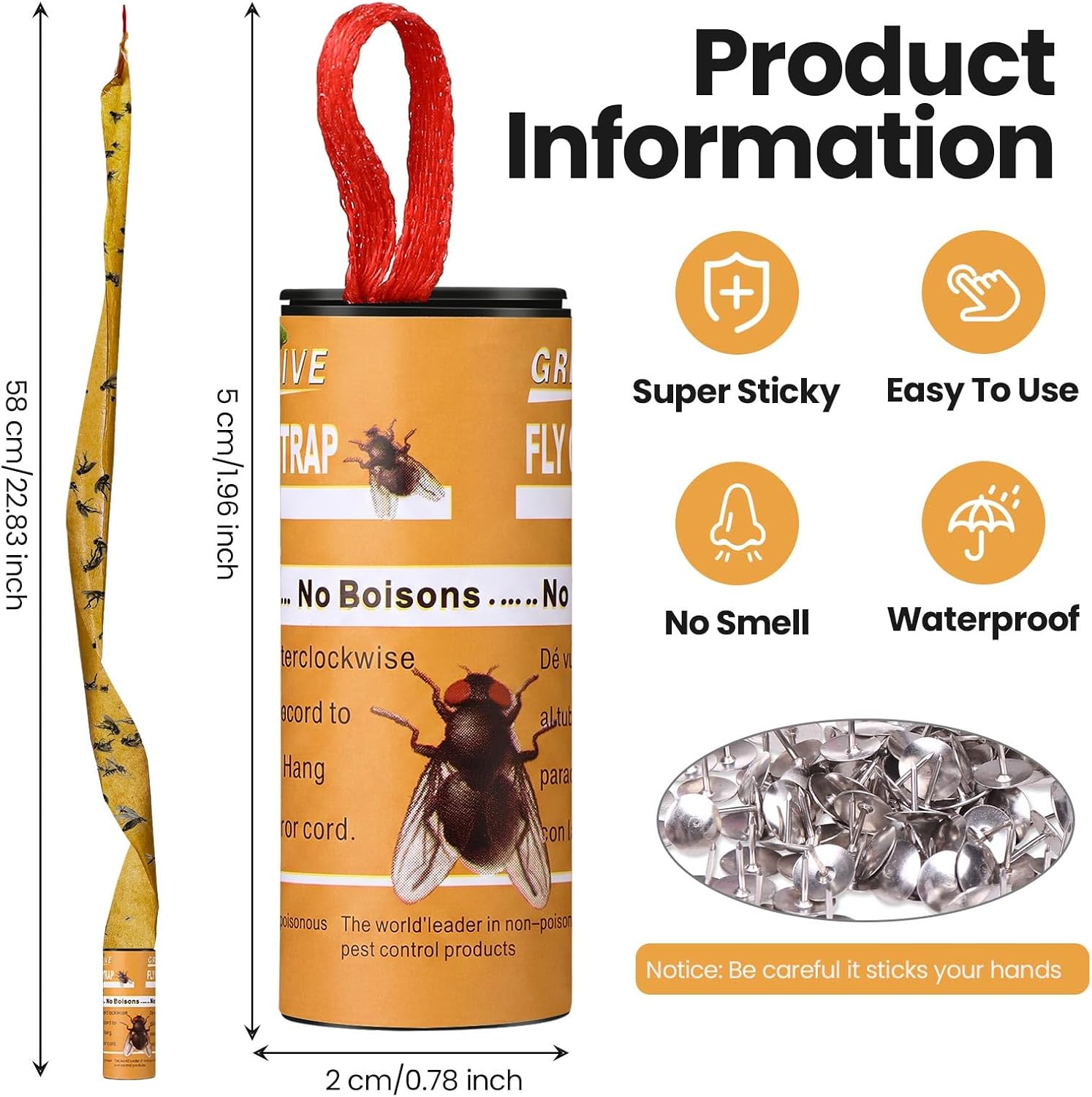 Qualirey 160 Pack Fly Strips Sticky Fly Trap Indoor Outdoor Hanging Ribbon Tape Paper Flying Insect Trap Gnat Killer