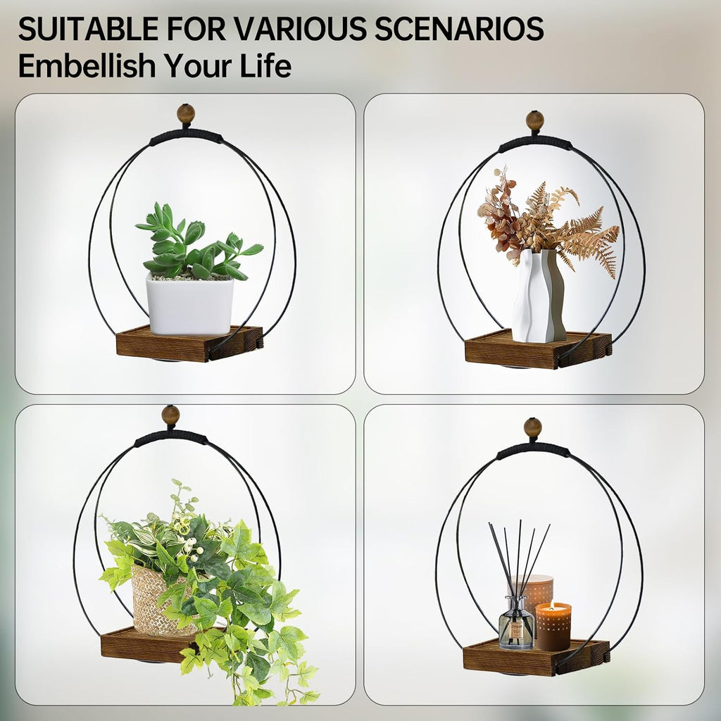 Adnkwolivt Hanging Planters for Indoor Plants - Plant Hanger Outdoor Pack of 2, Metal Plant Hanger Mid Century, Hanging