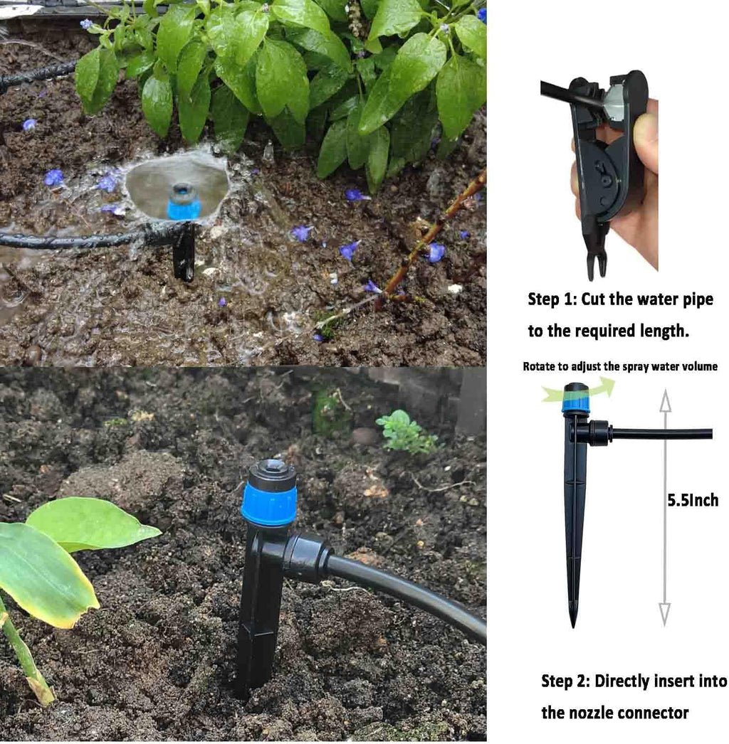 Drip Irrigation System with Water Timer for Garden,Main ID 1/2inch 16.5Ft And 1/4inch 96Ft Water Hose, Automatic