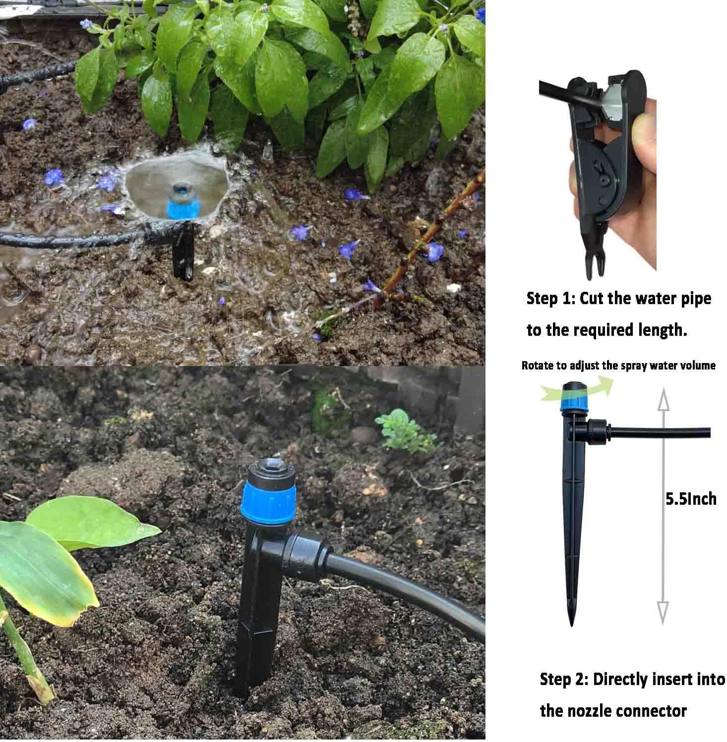 Drip Irrigation System with Water Timer for Garden,Main ID 1/2inch 16.5Ft And 1/4inch 96Ft Water Hose, Automatic