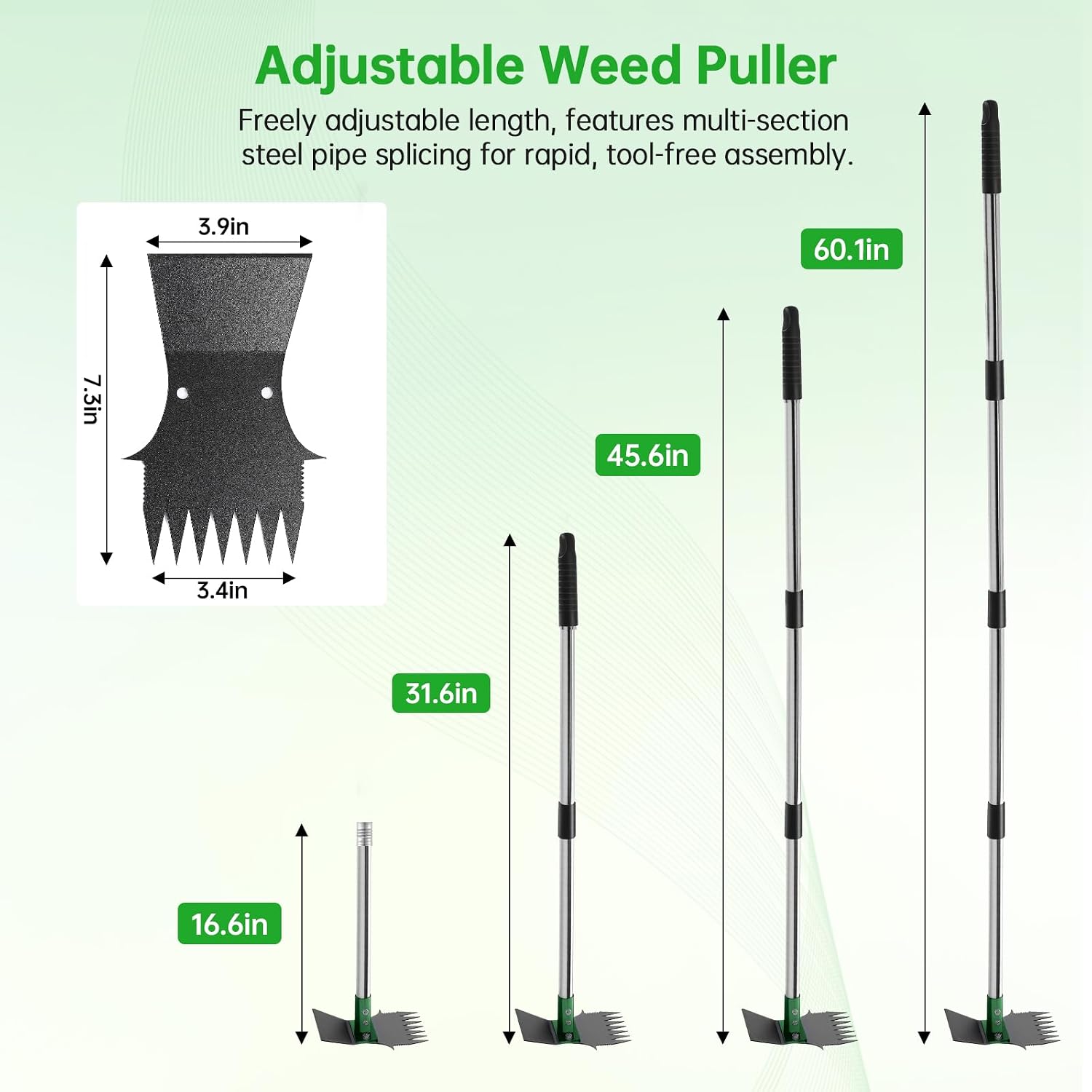 60 Inch Long Handle Dual Head Garden Hoe for Weeding & Soil Loosening | Multipurpose Weeding and Soil Cultivating Weed