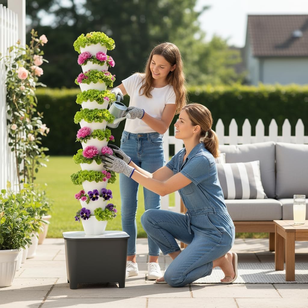 TIRUSSS Hydroponic Growing System Kit, Aeroponic Tower 50 Hole Garden Vertical Vegetable Planting System with Pump and