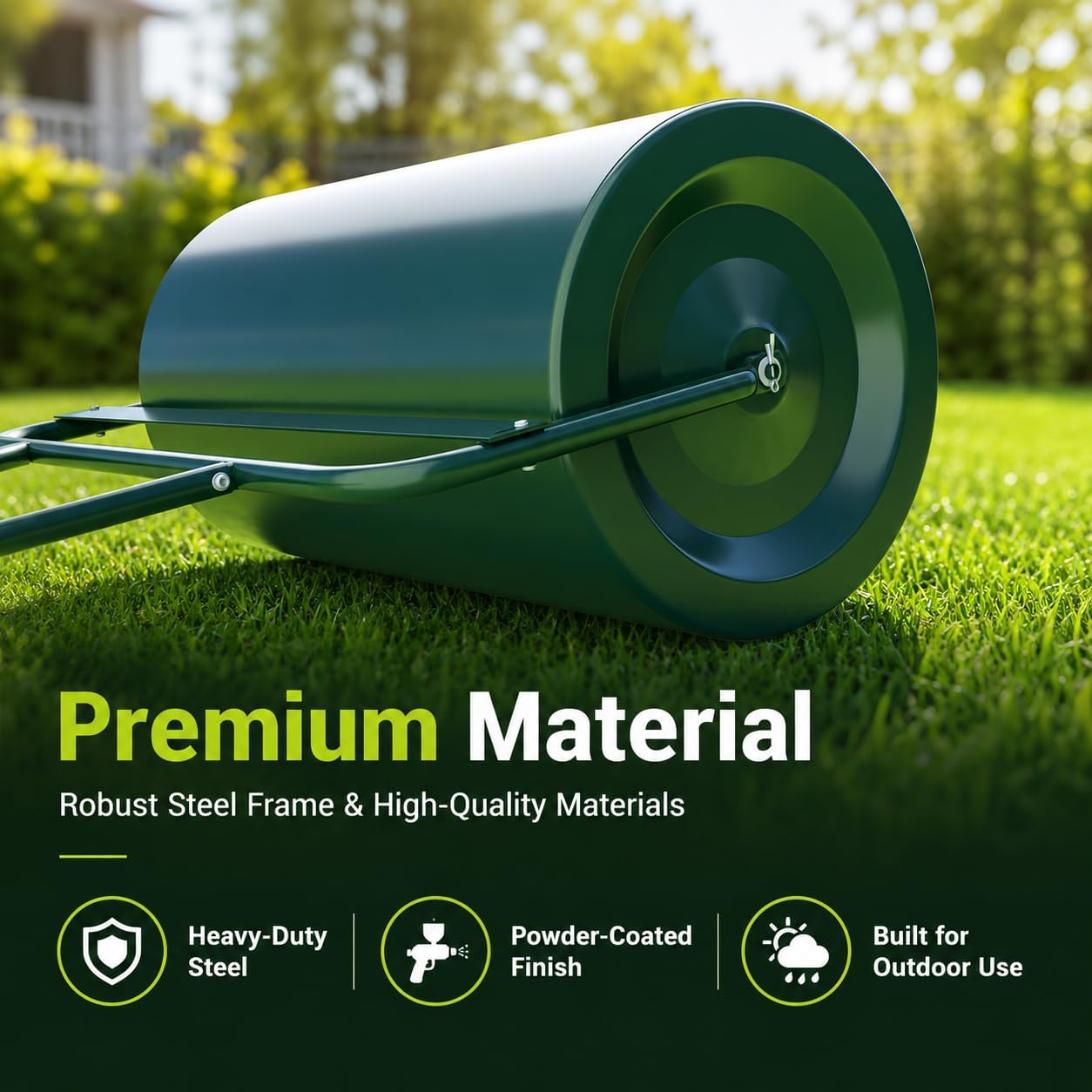 Lawn Roller, Heavy-Duty Push/Tow Behind Water/Sand Filled Garden Drum Roller for Park, Garden, Yard, Ball Field