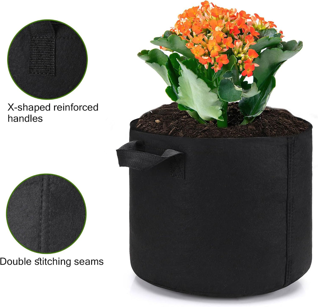 24-Pack 7 Gallon Grow Bags, Heavy Duty Aeration Fabric Pots with Handles for Garden and Planting, Pots for Plant