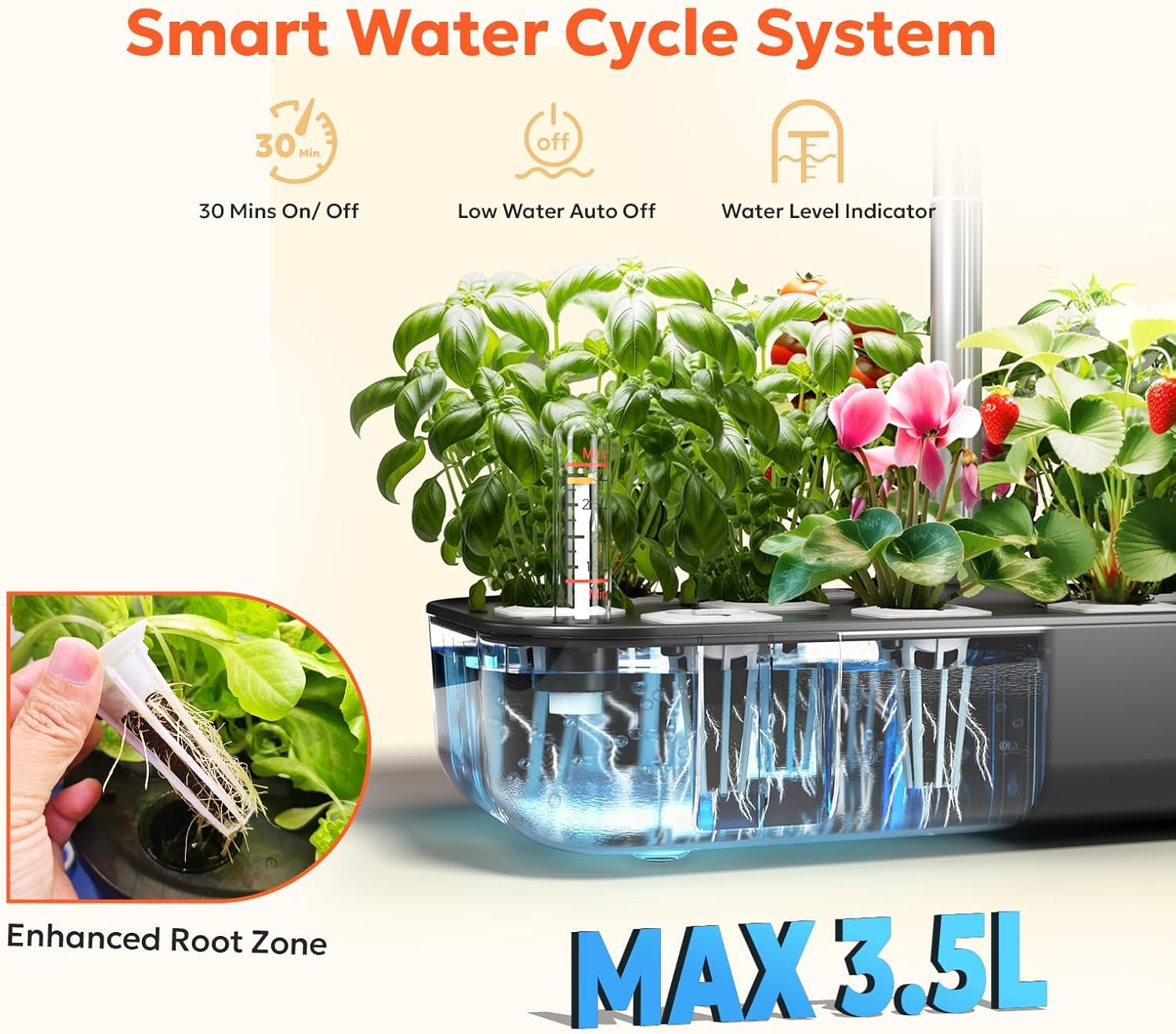 owltron Hydroponics Growing System Kit, 12 Pods Indoor Herb Garden with 24W LED Grow Light Full Spectrum, Planting