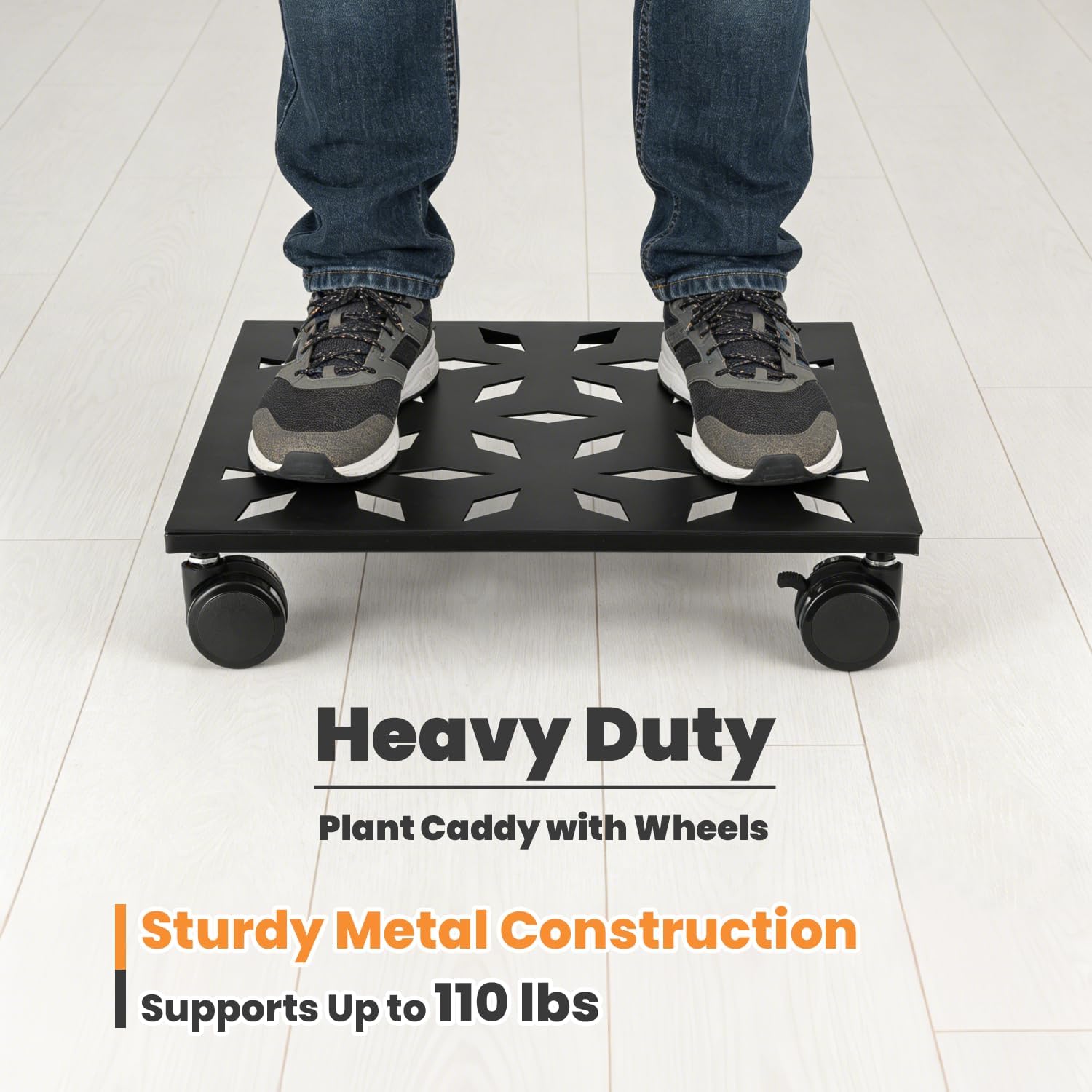 Party Zealot 12 Inch Plant Caddy with Wheels, 3 Pack Plant Stand with Wheels Heavy-Duty Metal Square Rolling Plant