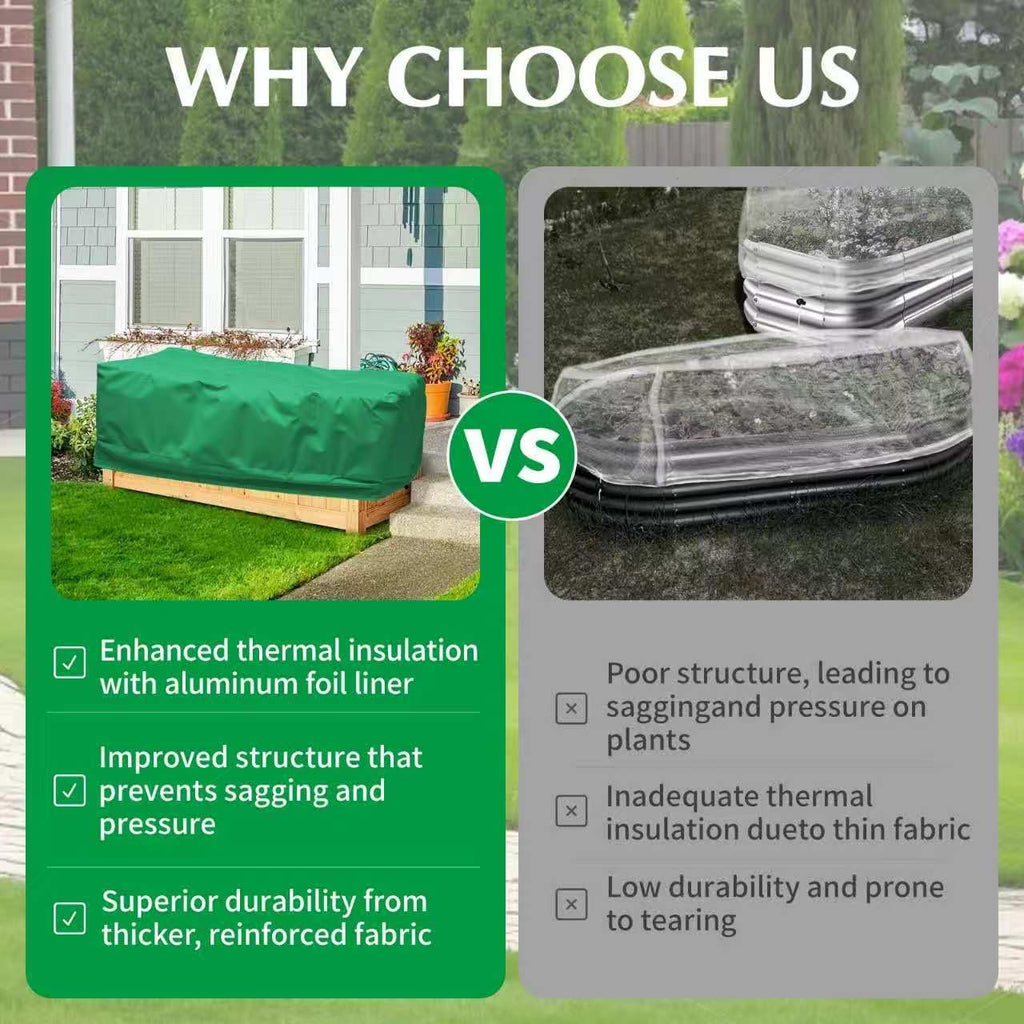 2 Pack 59" x 35" x 17" Upgraded Insulation Raised Garden Bed Cover with Thermal Aluminum Film Liner, Rectangular Plant