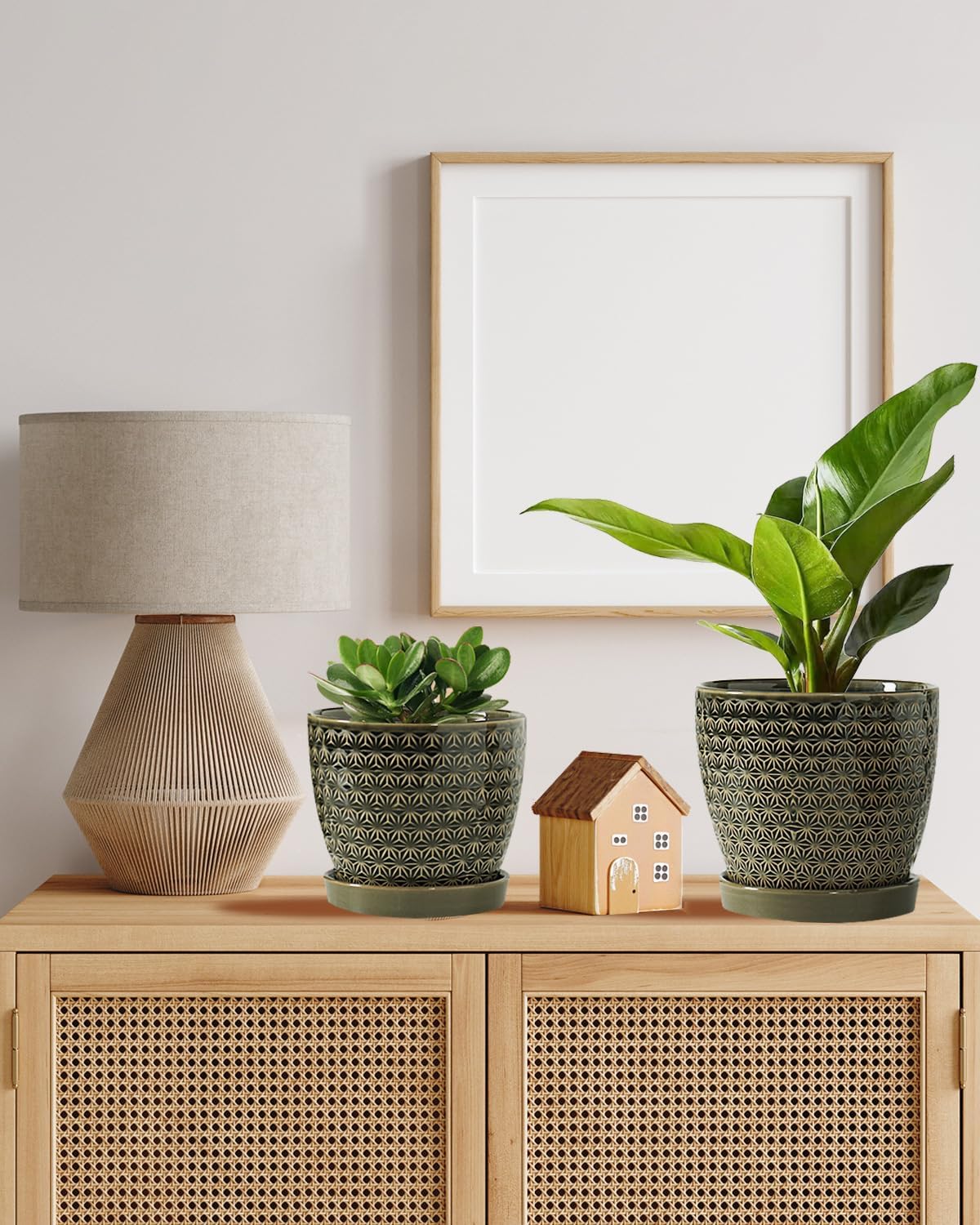 Plant Pots, Flower Pots, Planters for Indoor Plants(6.5+5.5inch), Flower Pots for Indoor Plant with Drainage Hole and